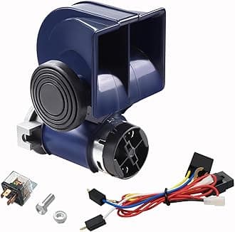 Train Horn Air Horn for Truck, 12V 150db Super Loud Snail Car Horn Kit Electric Train Horn for Car with Compressor, Air Horn for Any 12V Vehicles Cars Jeeps Trucks Motorcycles (Blue)