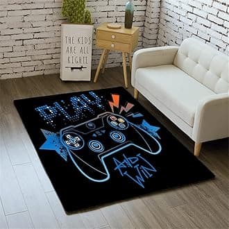 Morbuy 3D Game Print Rugs Modern Carpets Living Room Rug, Extra Large Size Soft Short Medium Pile Rugs Anti Slip Washable Floor Mats for Bedroom Kids Room Decor (blue,60x120cm)