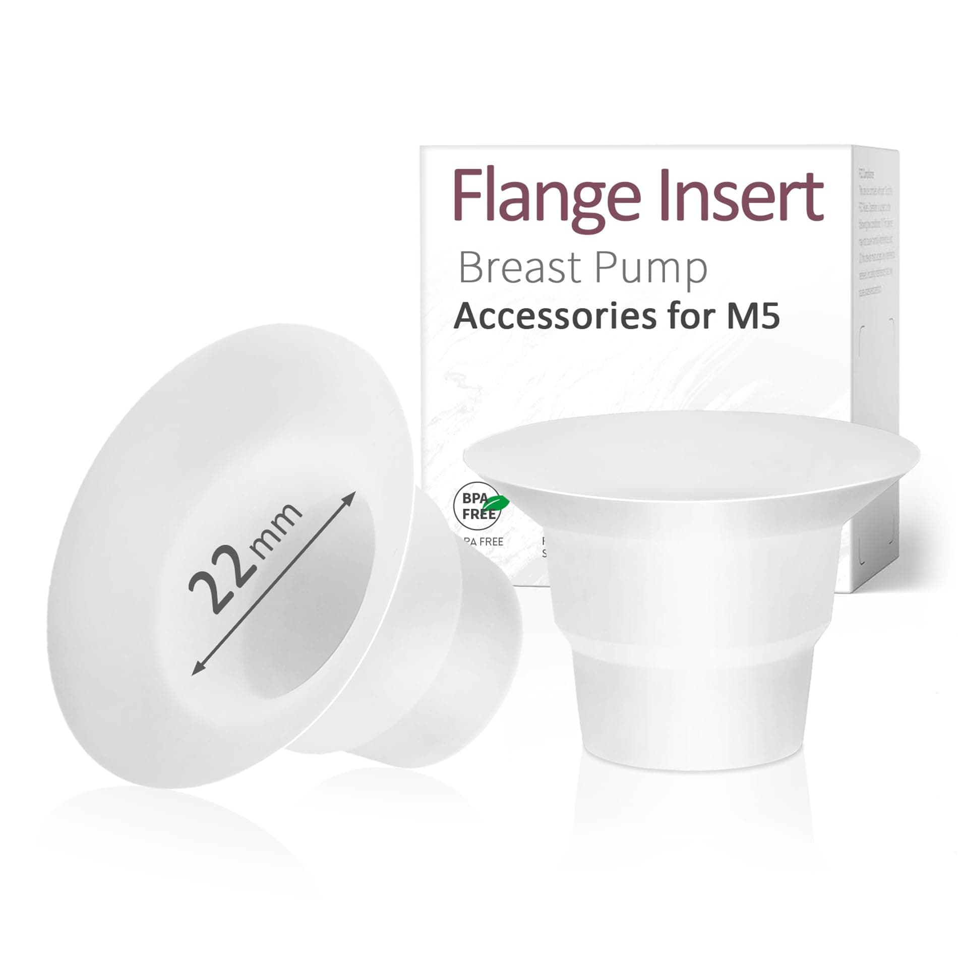 22mm Flange Insert Compatible with Momcozy M5, Only Suitable for Use with The Momcozy M5 Wearable Breast Pump, Not Original M5 Breast Pump Replacement Accessories, 2 Piece Set (22mm)