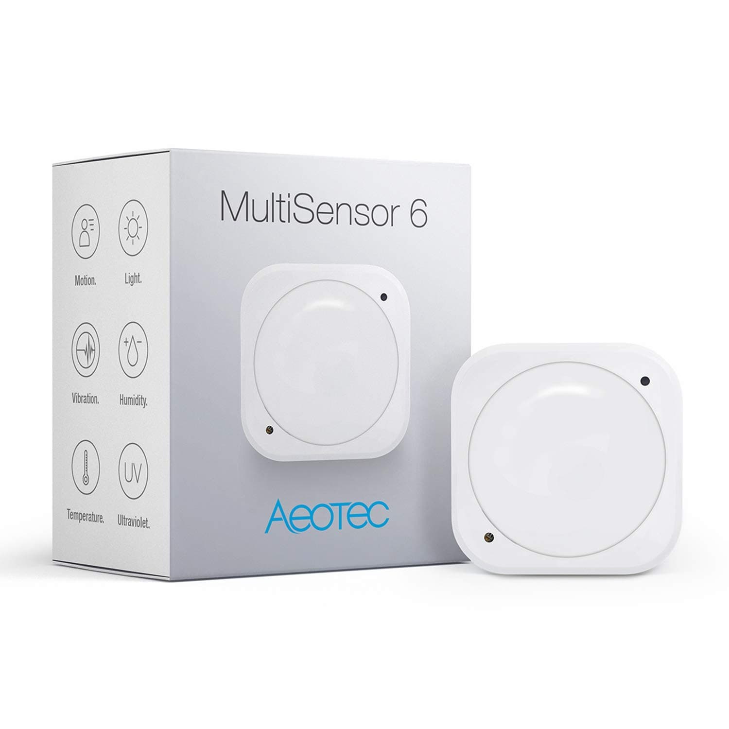Aeotec Multisensor 6, Z-Wave Plus 6-in1 Motion, Temperature, Humidity, Light, UV, Vibration Sensor (Sensor Only)