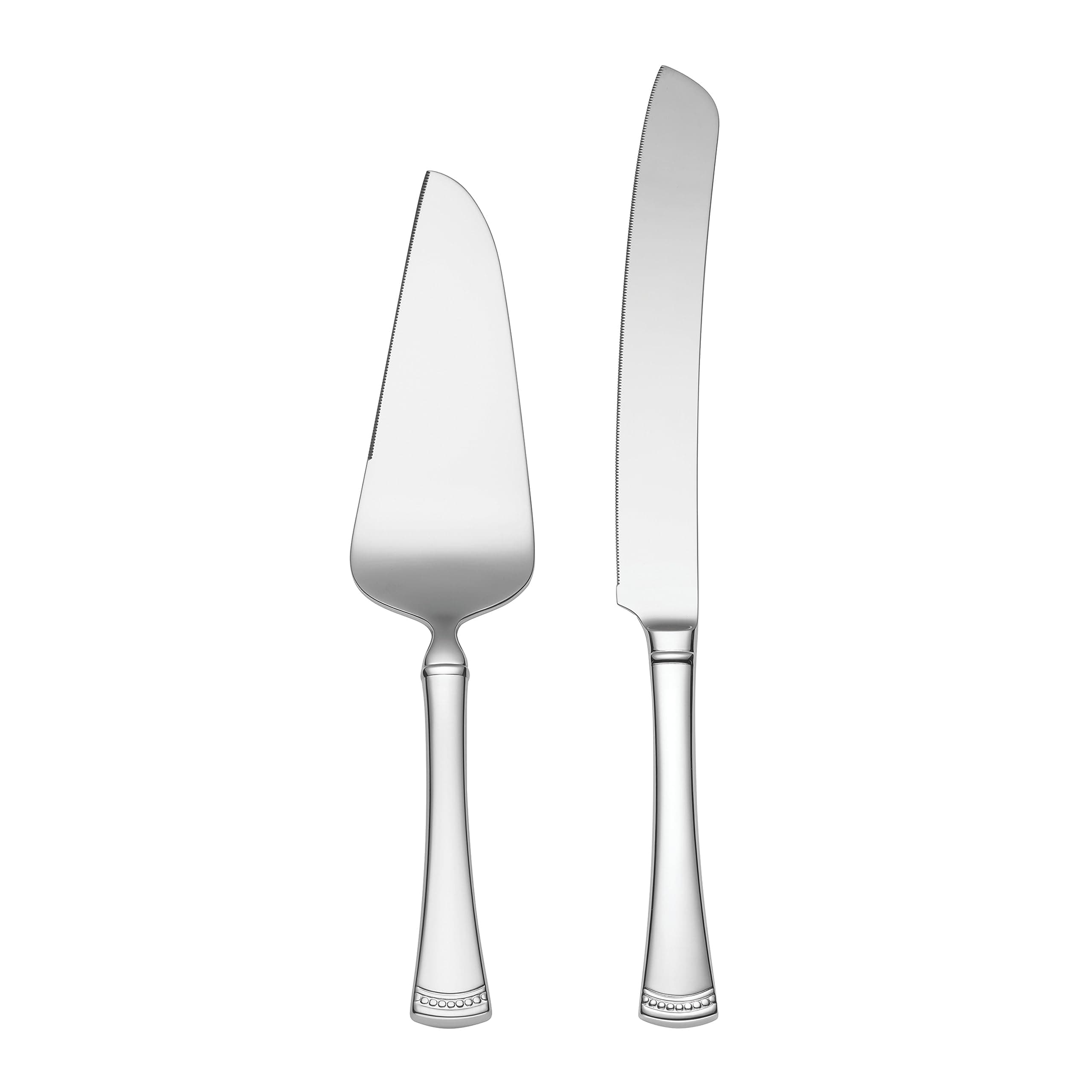 Lenox Silverware Serving Set, Portola 2-Piece Dessert Set, Serving Utensils, 18/10 Stainless Steel, Mirror Finish, Dishwasher Safe, Cake Knife & Cake Server, Dessert Serveware (Silver, 2 Piece)