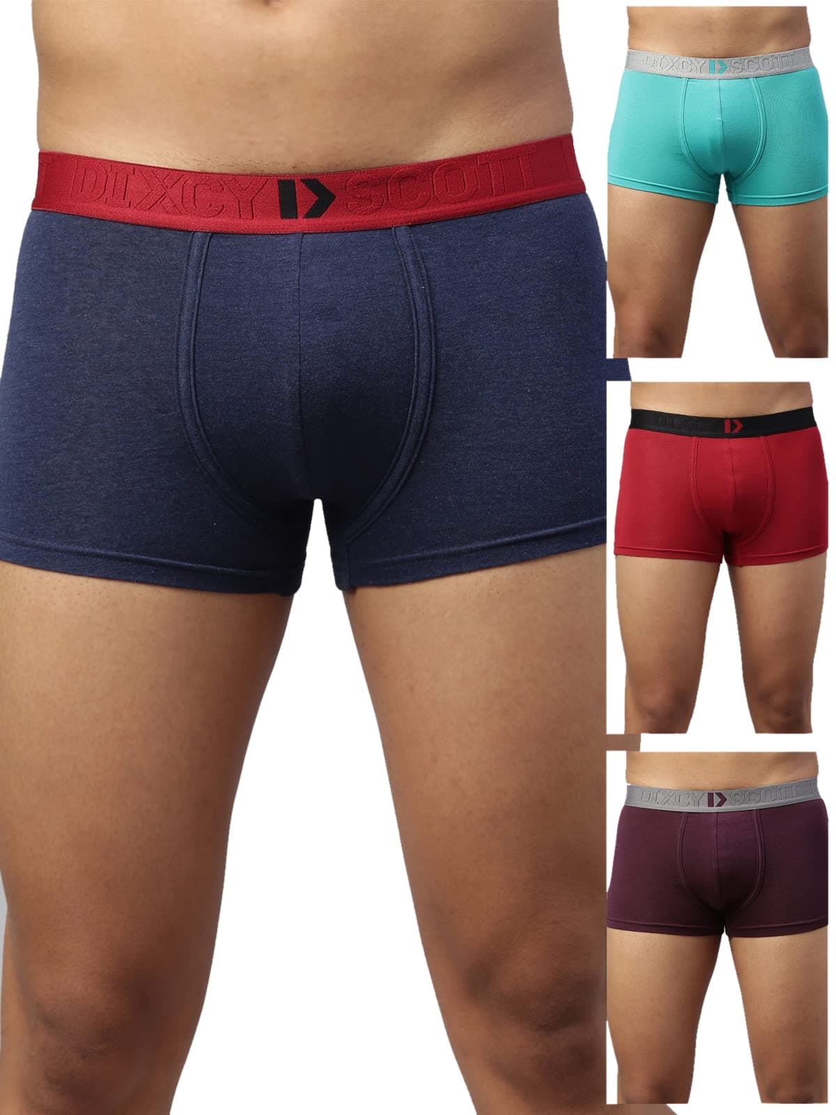 DIXCY SCOTT MAXIMUSDixcy Scott Maxmius Mens Solid Mid Rise Body Fit Innerwear - Elate Trunk- Assorted - Print & Color May be Vary (Pack of 4)