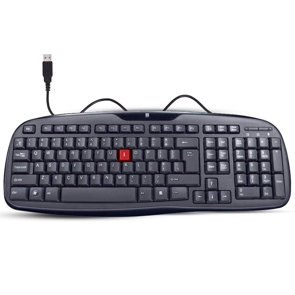 iBall Winner USB V2.0 Keyboard soft feel keys, Wired Keyboard, Water Resistant - Durabale - Black