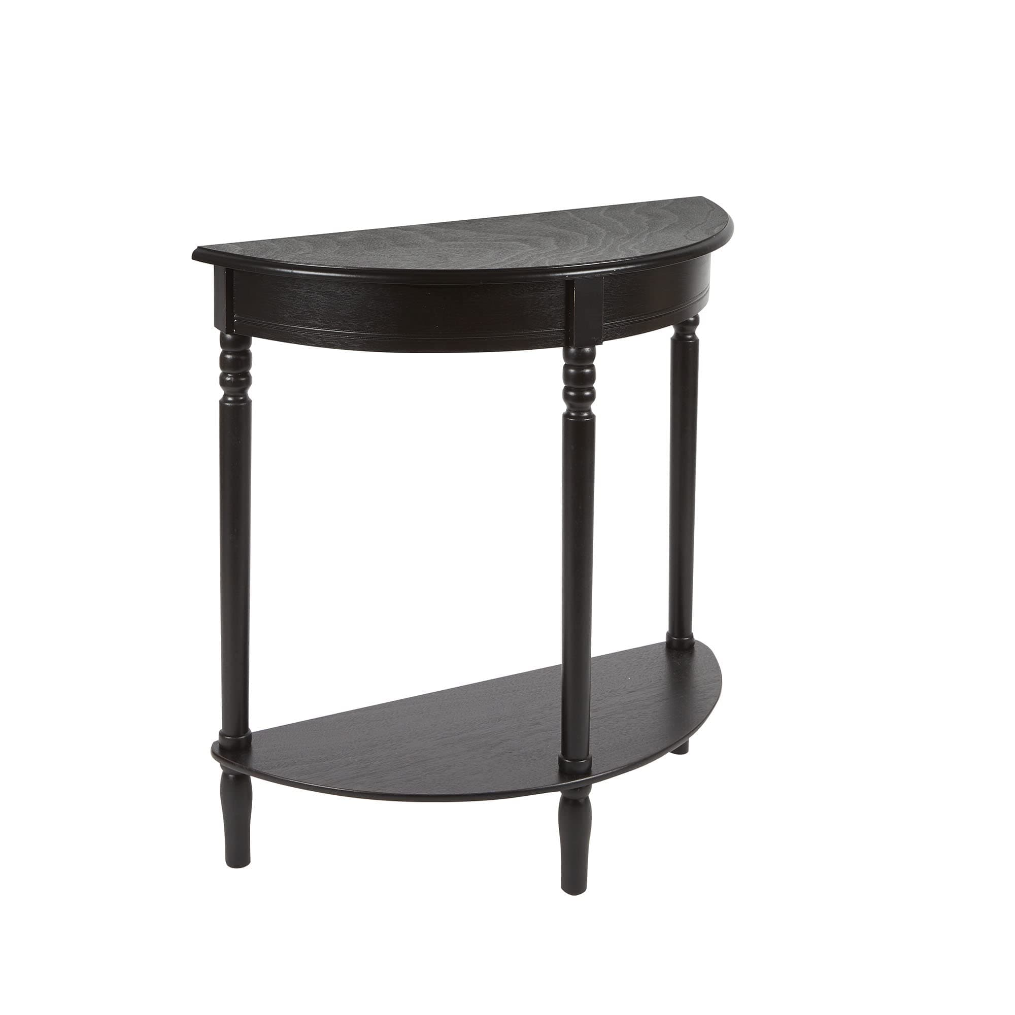 Decor Therapy Simplfy Moon Entry Table,with Shelves & Easy Assembly, Wood-(28.5" x 11.8" x 28.5") Simplify Half Round, 28.5" x 28.5" x 12", Black