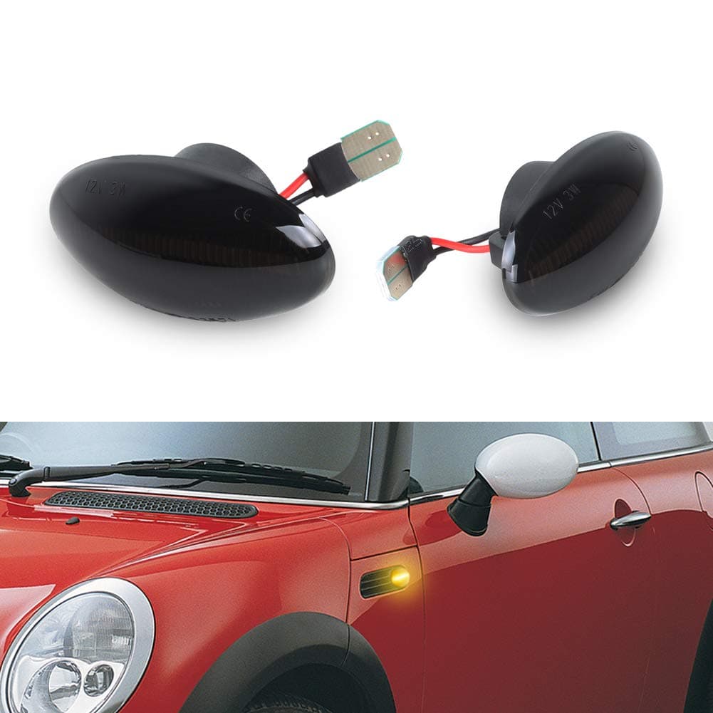 LED Side Marker Turn Signal Light Lamp Assembly for 2002-2006 MINI Cooper R50 R52 R53, Smoke Lens