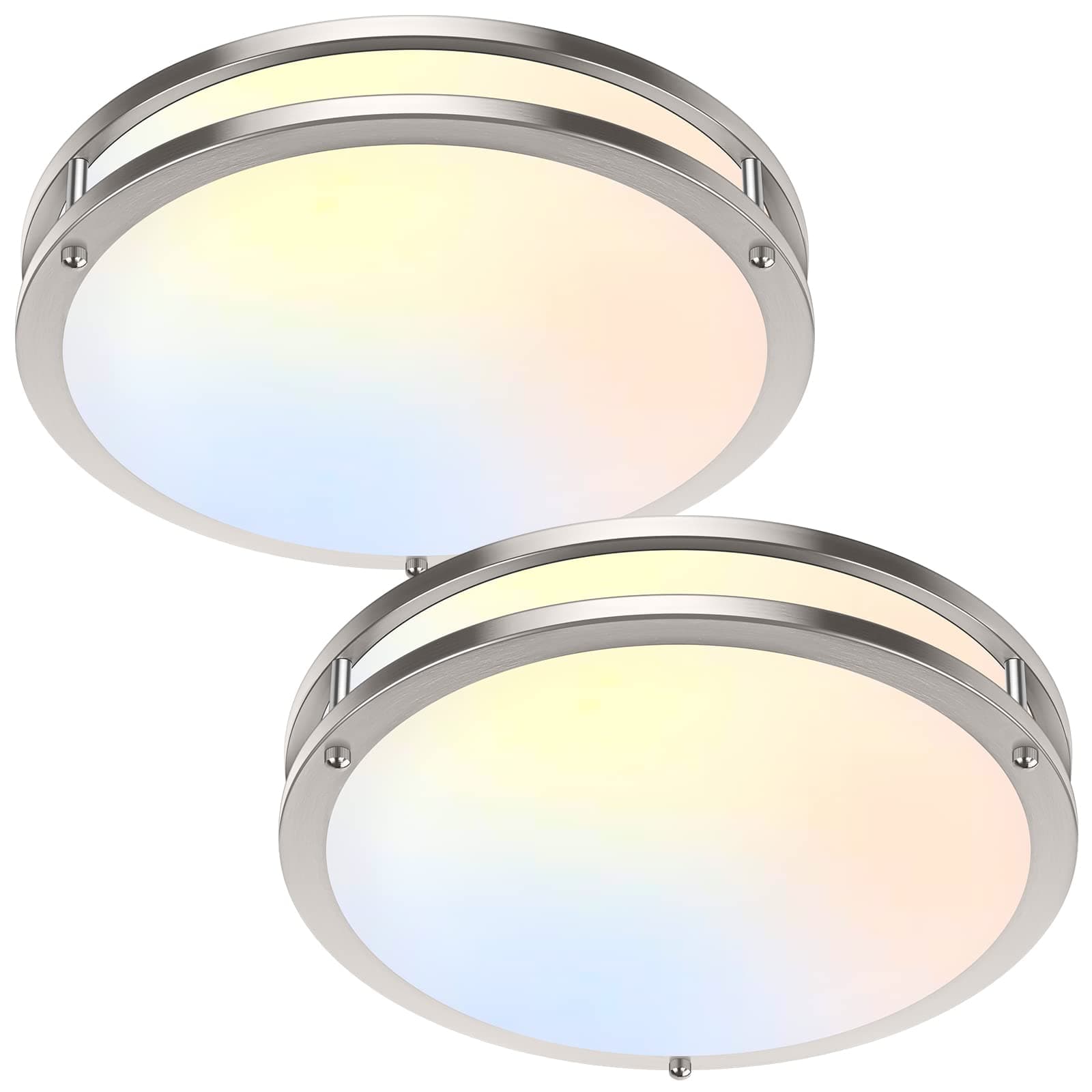 36W LED Ceiling Lights 3600lm Super Bright, Dimmable Flush Mount Light Fixtures 6500K/5000K/4000K/3000K/2700K Adjusted Modern Ceiling Lights 2PACK, 13 Inch Ceiling Lamps for Bedroom Kitchen, Nickle