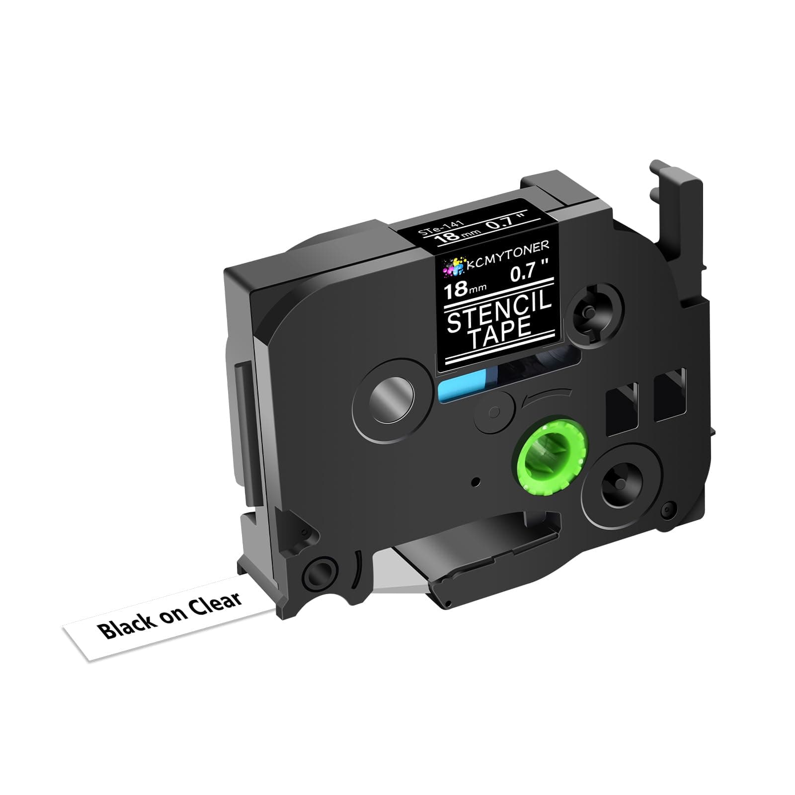 Compatible for Mobile Solutions Etching Stencil Tape STE141 STE-141 ST-141 ST141 18mm 0.7" Label Tape use in Ptouch PT-D450 PT-D600 PT-P700 PT9800PCN, Black on Clear-1 Pack