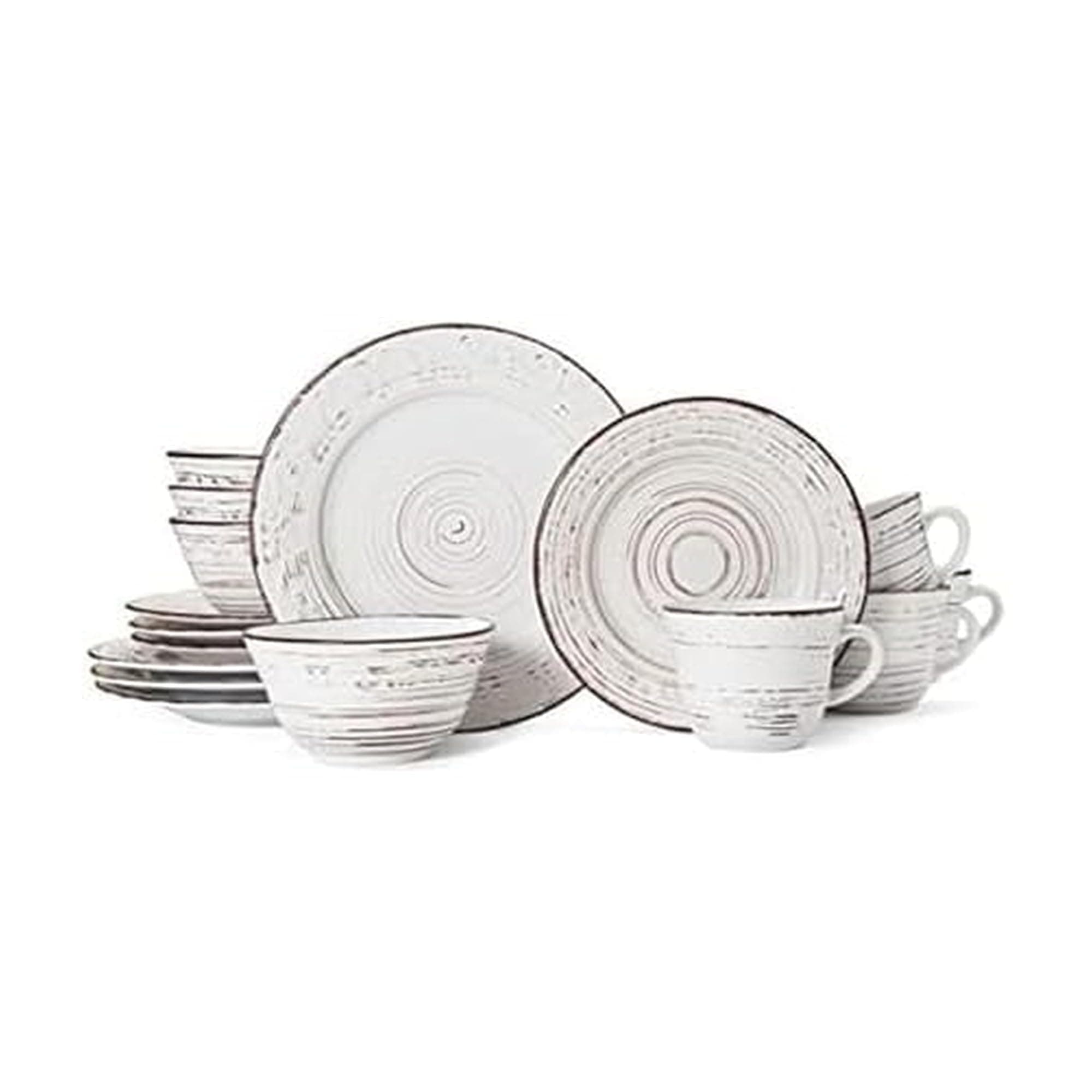 Pfaltzgraff Trellis White 16-Piece Dinnerware Set, Service for 4, Distressed White
