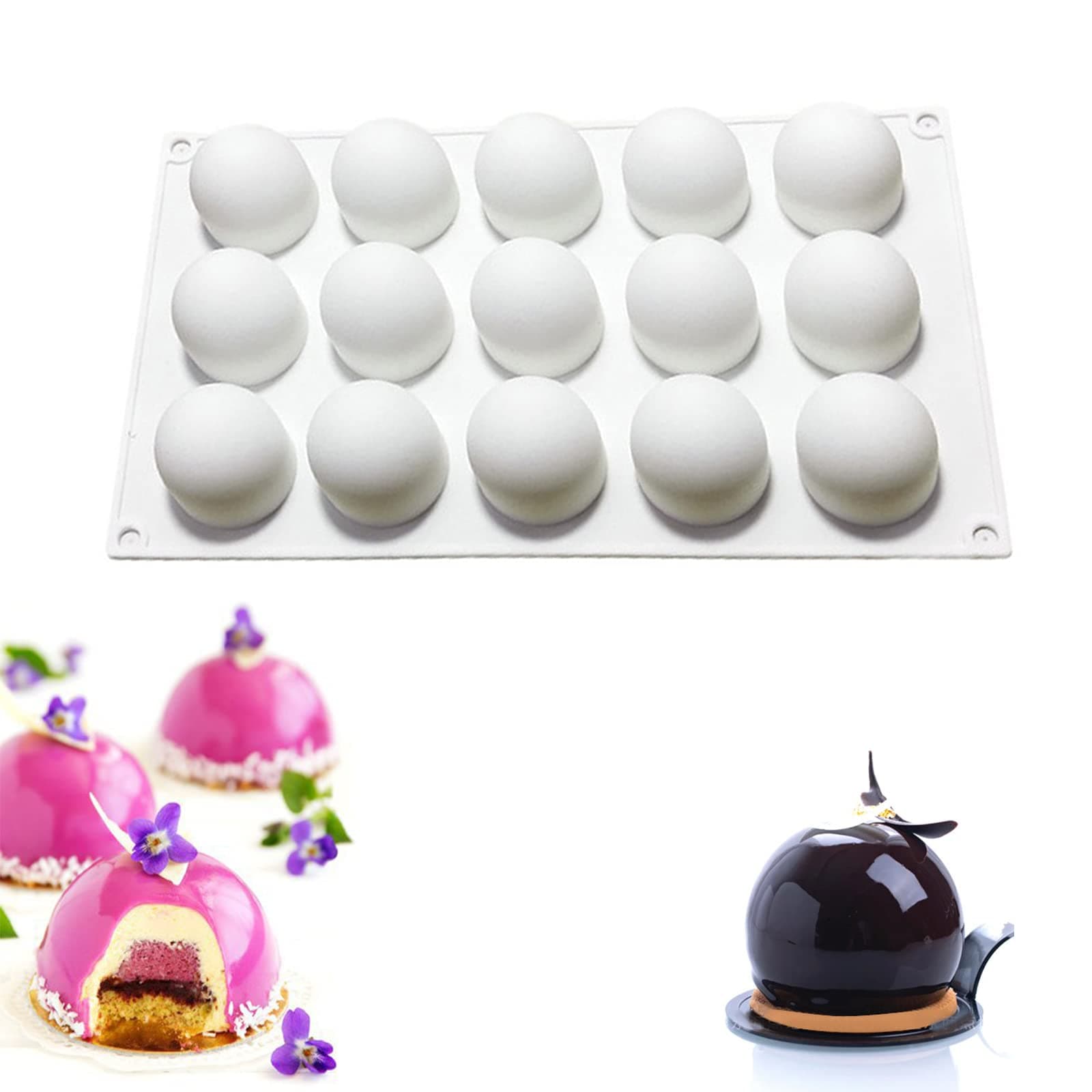 OCPO Kitchen Truffle Silicone Mold for Baking Candy, Chocolate, Ice Cream Mold, Cake Decoration Mold, Non-Stick & Easy Release, Mini Truffle Ball Shape (15-Cavity)