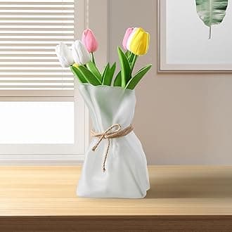 6 Inch Small Glass Flower Vase, Irregular Shaped Flower Vases for Centerpiece Table Indoor Desk Decor, Modern Art Decorative Vase for Home Office Wedding Bookshelf Housewarming Gift