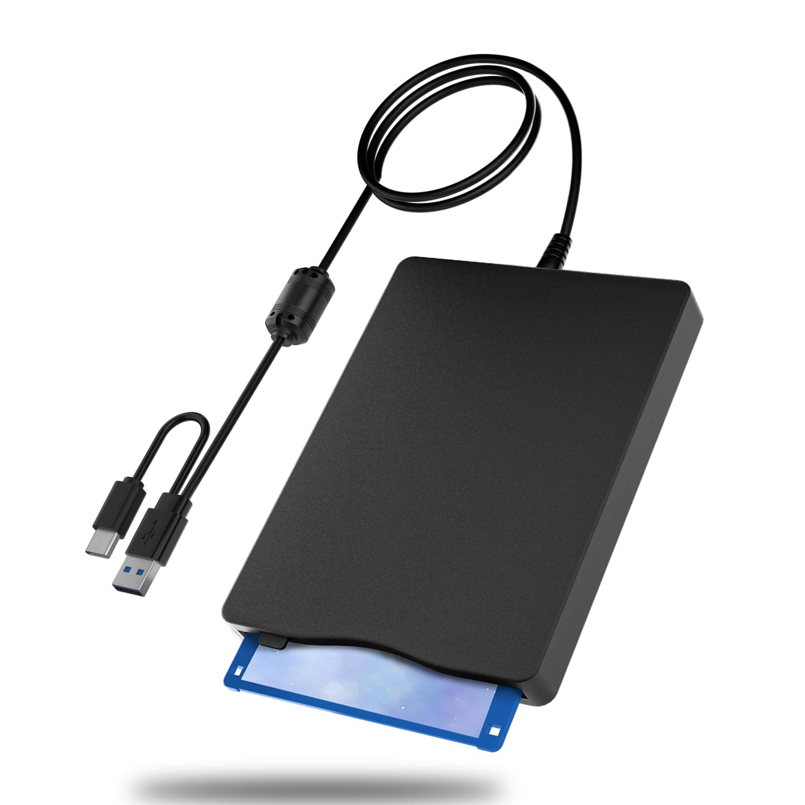 USB Floppy Drive, External 3.5" USB & Type-C External Floppy Disk Drive Portable 1.44 MB Plug and Play FDD for PC Windows XP 7 8 10 11