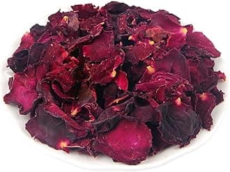 Dried Red Rose Petals, Real Natural Dried Rose Petals 50g for Tea, Cake, Soap Making, Candle Making, Wedding, Confetti, DIY Crafts Edible (darkrosept50g)