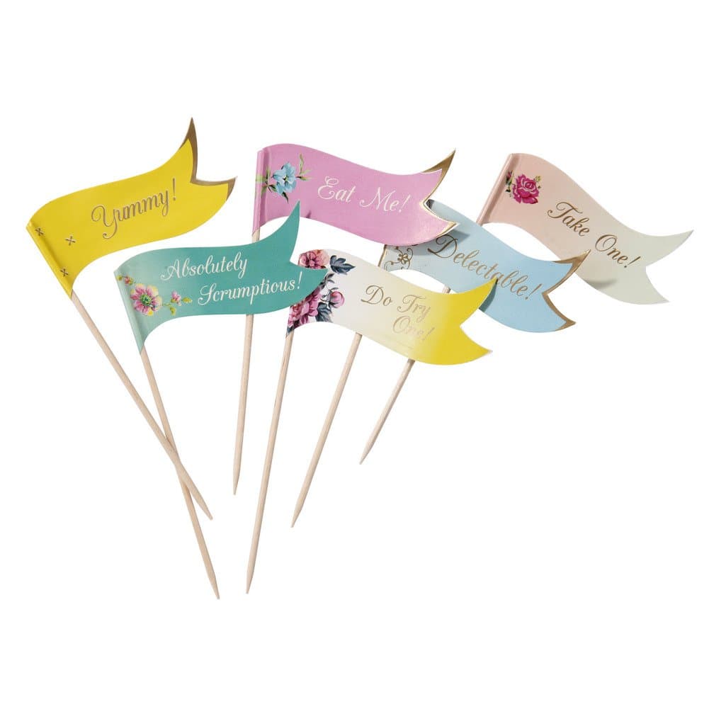 Talking Tables Truly Scrumptious Canape Flag Picks for a Tea Party or Birthday, Multicolor (24 Pack)