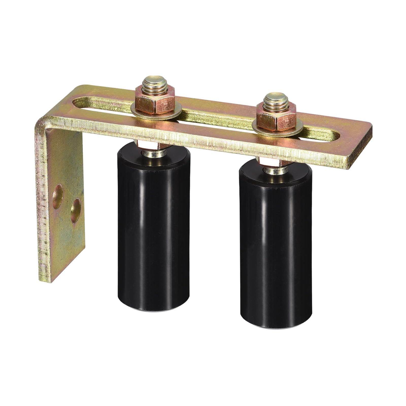 Gate Roller Guide Adjustable, 3" Sliding Gate Nylon Roller with L-Shape Bracket, Gate Roller Guide Support Assembly for Sliding Rolling Gate Black