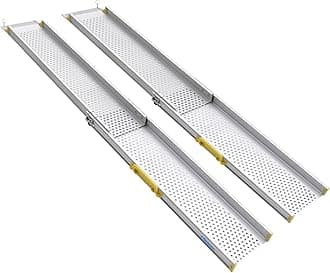 Ruedamann 6FT Portable Wheelchair Ramp, 600 Lbs Per Pair Capacity, Adjustable Aluminum Ramps for Wheelchairs, 8" Width Wheelchair Ramps for Home Steps, Doorways, Curbs, 2Pcs