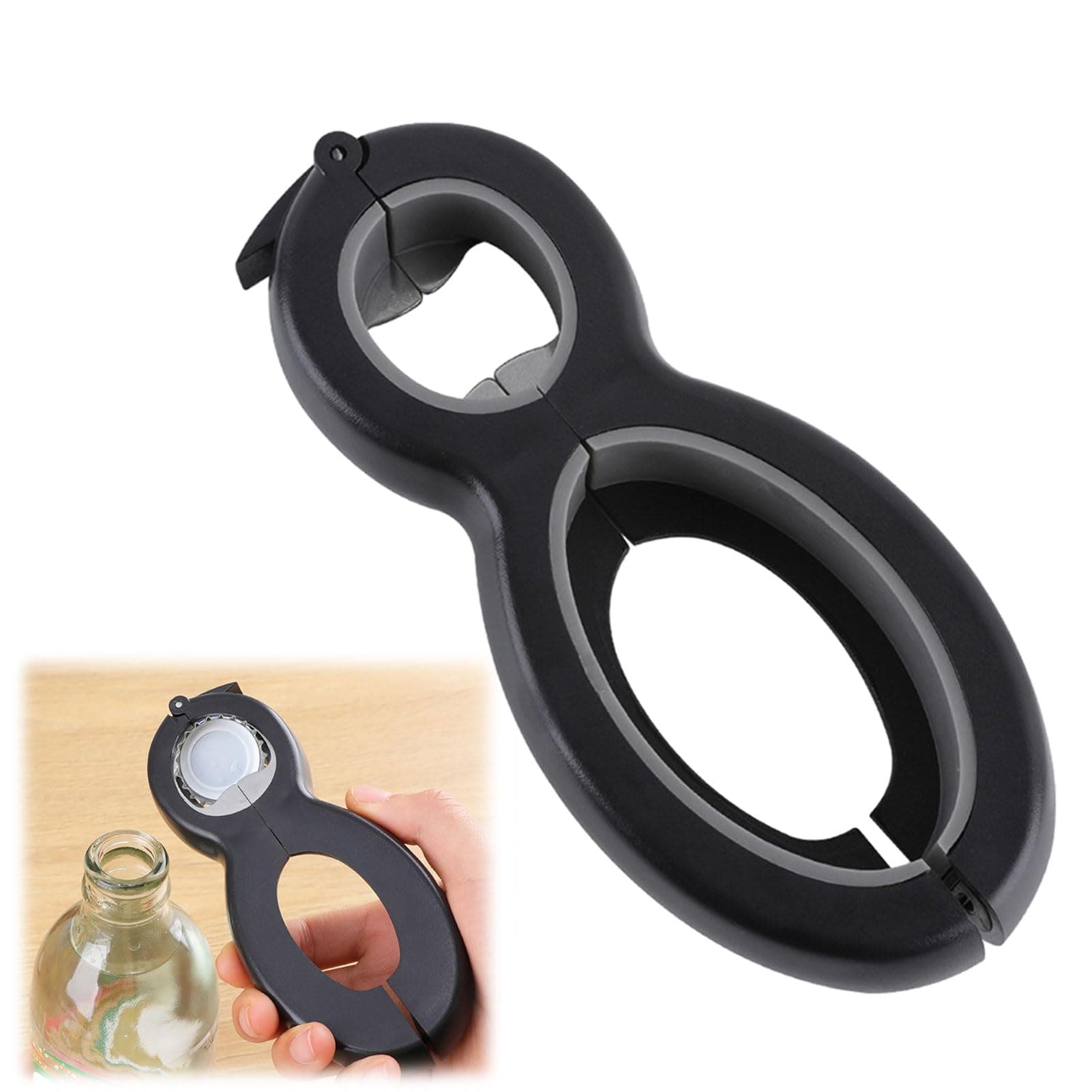 Open Sesame 6 in 1 Tool 1PCS All in One Open Sesame Can Opener Soft Handle Coating Tin Openers for Arthritis Hands Multi-Functional Bottle Openers,Jar Opener,Ring Pull Can Opener for Kitchen Gadgets