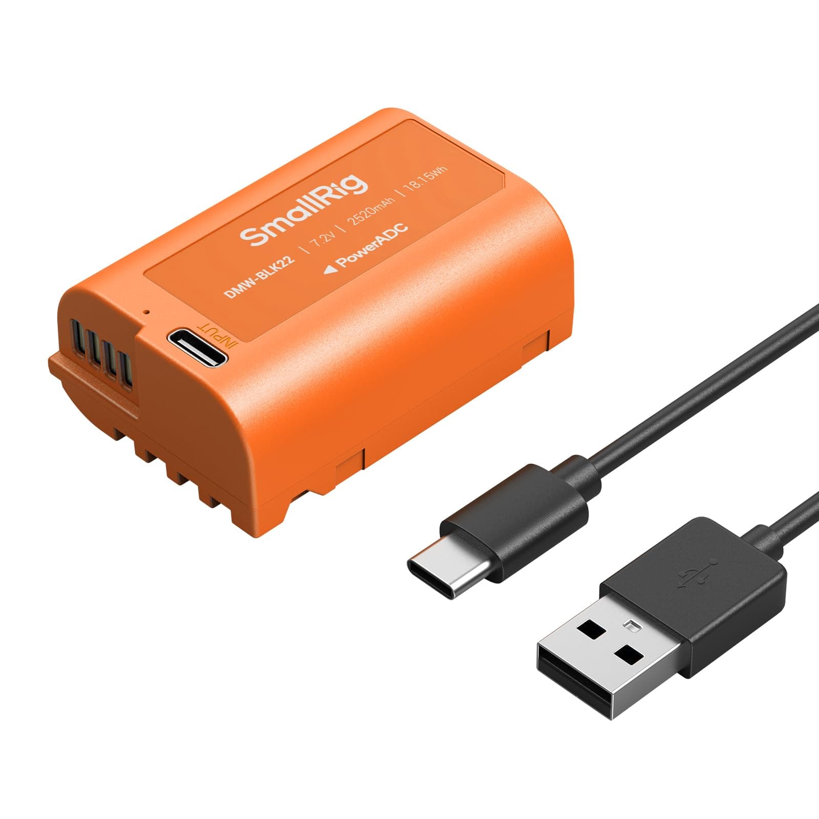 SMALLRIG 2520mAh Replacement USB-C Battery for Panasonic DMW-BLK22, 2.5H Full Charge for Panasonic LUMIX GH5 / S5, LUMIX G5 II, S5 IIX, GH7, GH6, S9, G9 II
