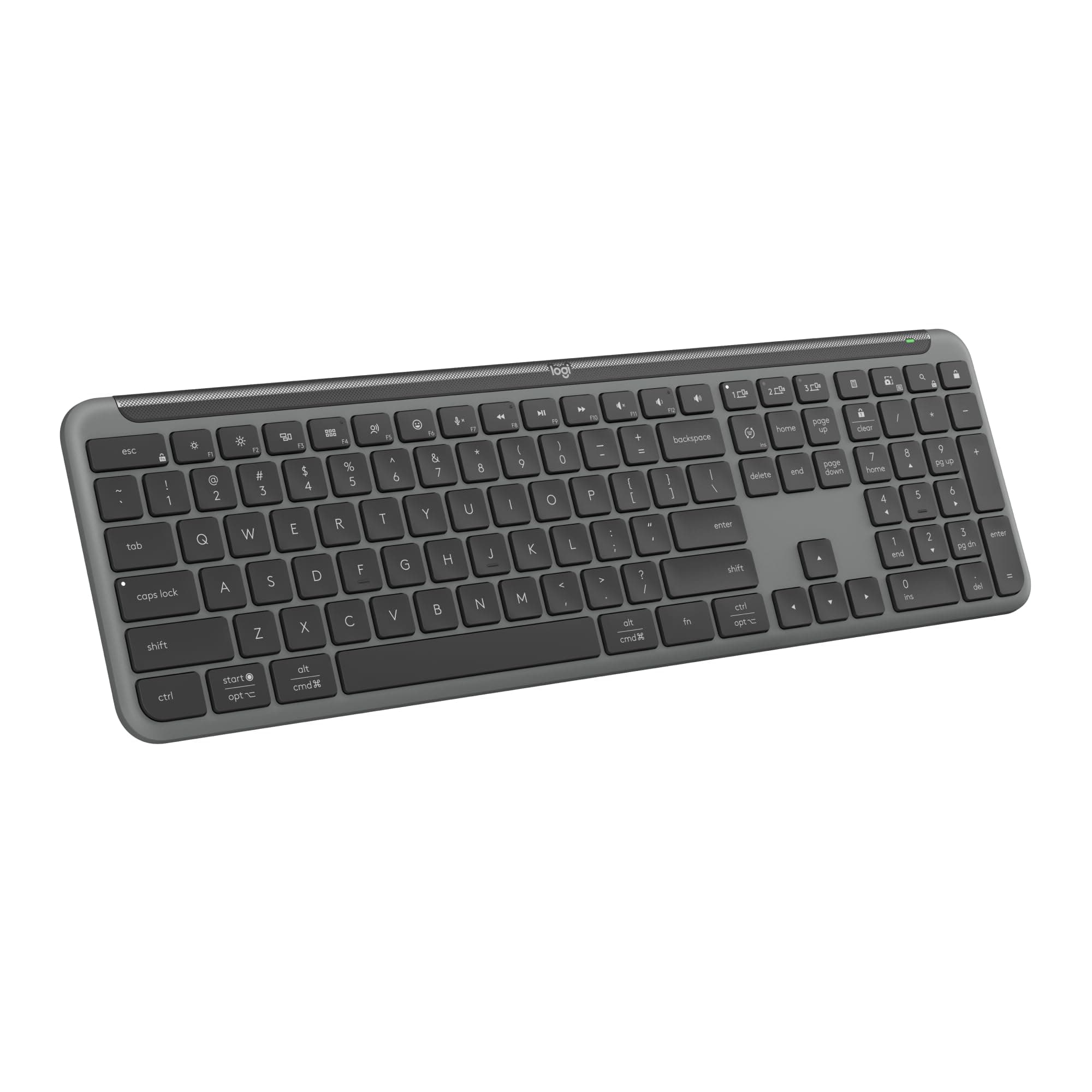 Signature Slim K950 Wireless Keyboard, Sleek Design, Switch Typing Between Devices, Quiet Typing, Bluetooth, Multi-OS, Windows, Mac, Chrome - Graphite
