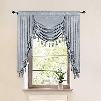 ELKCA Thick Chenille Window Curtains Valance for Living Room Silver Grey Waterfall Valance for Bedroom,Rod Pocket(W39inch, 1 Piece)