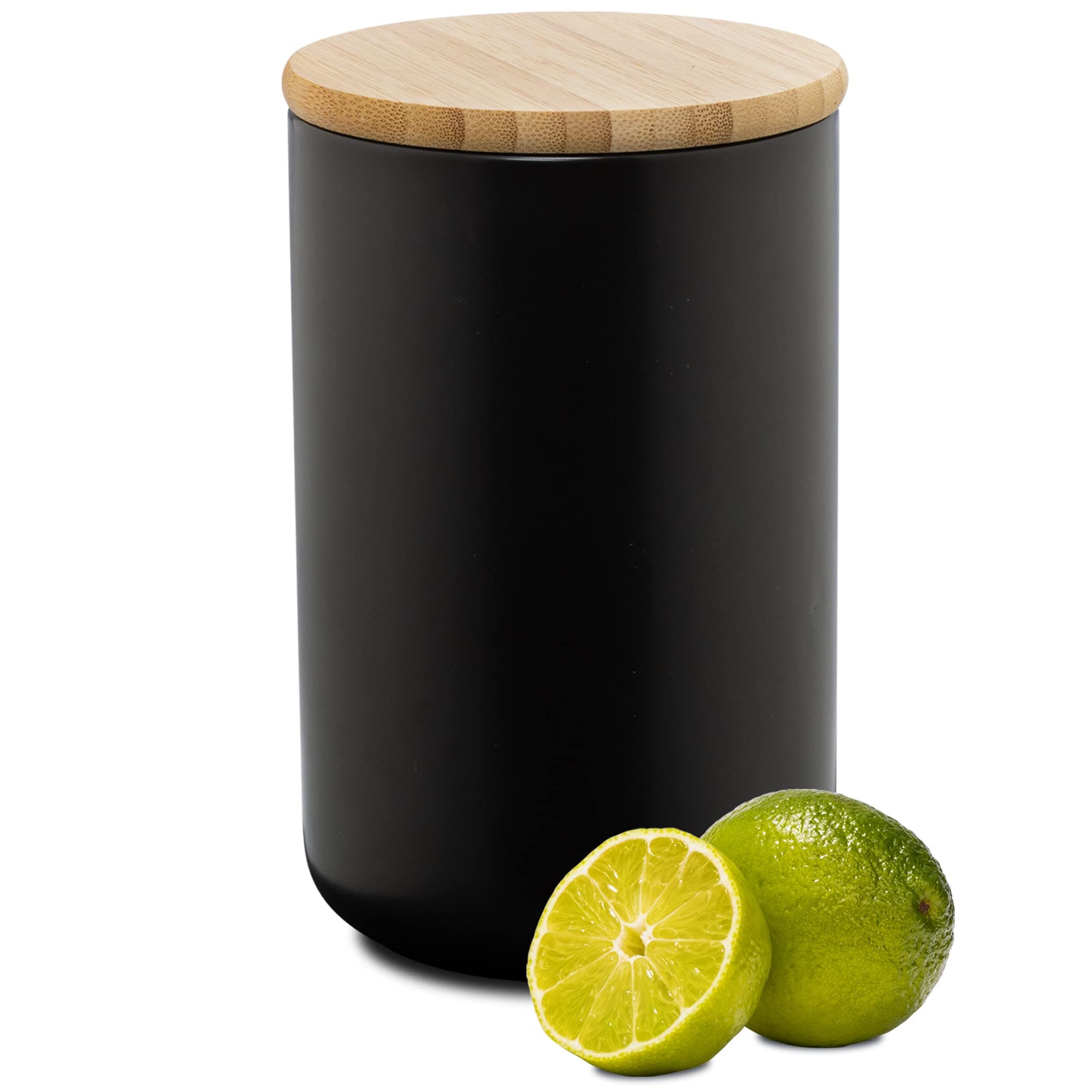 Moritz & Moritz Black Ceramic Canister 900 ml – Writable – Airtight Ceramic Coffee Canister with Bamboo Lid – Sugar, Coffee, Cereal or Bath Utensils