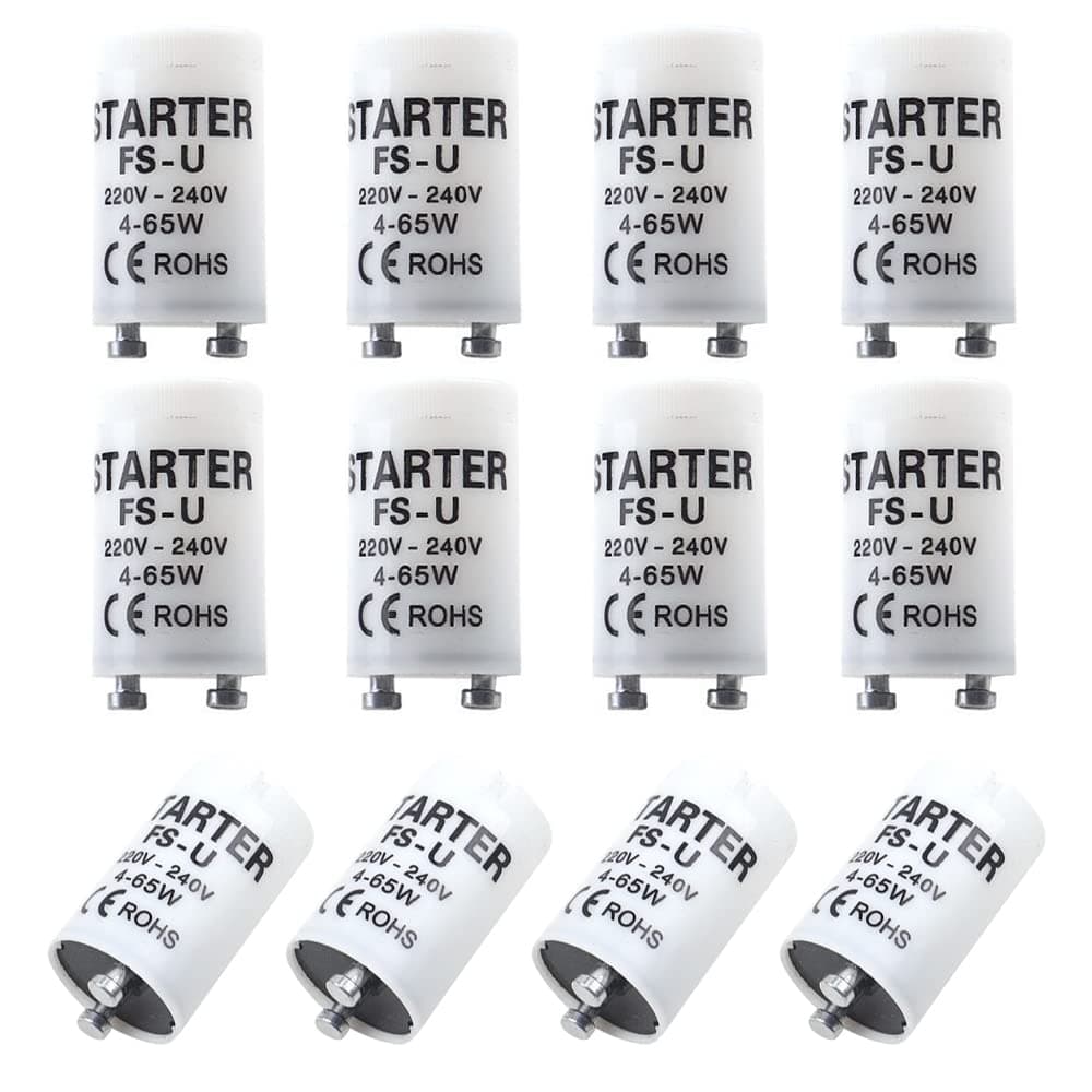 BlueXP 12 Pack T8/T12 Starter for Fluorescent Light Fluorescent Light Starter Switches Fluorescent Starter 4-65 w 220-240v Lamp Starter for T8/T12 Single Fluorescent Tube Lights and CFL Bulbs [Energy Class A]