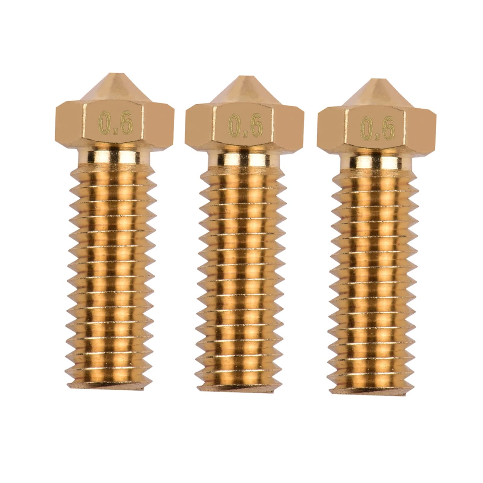OUNANozzle，3pcs 3D Printer Extruder Brass Volcano Nozzle M6 Thread Printer Head 0.6mm Output for Sidewinder X1 TEVO Little Monster 1.75mm Filament