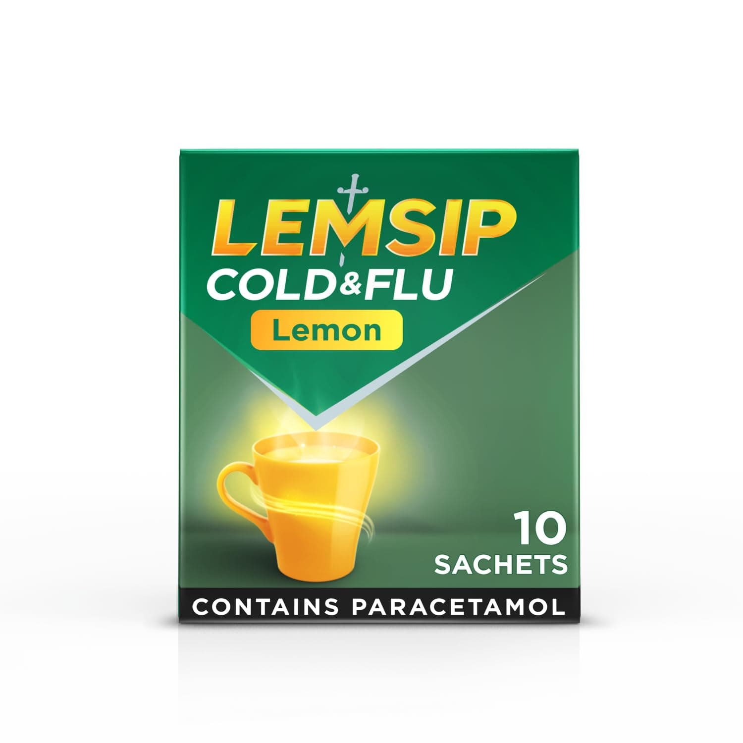 Cold and Flu Sachets, Lemon, 10 Total, Paracetamol, Cold and Flu Relief, Headache, Blocked Nose Relief, Sore Throat Relief, Fever, Full Relief, Decongestants, Medication