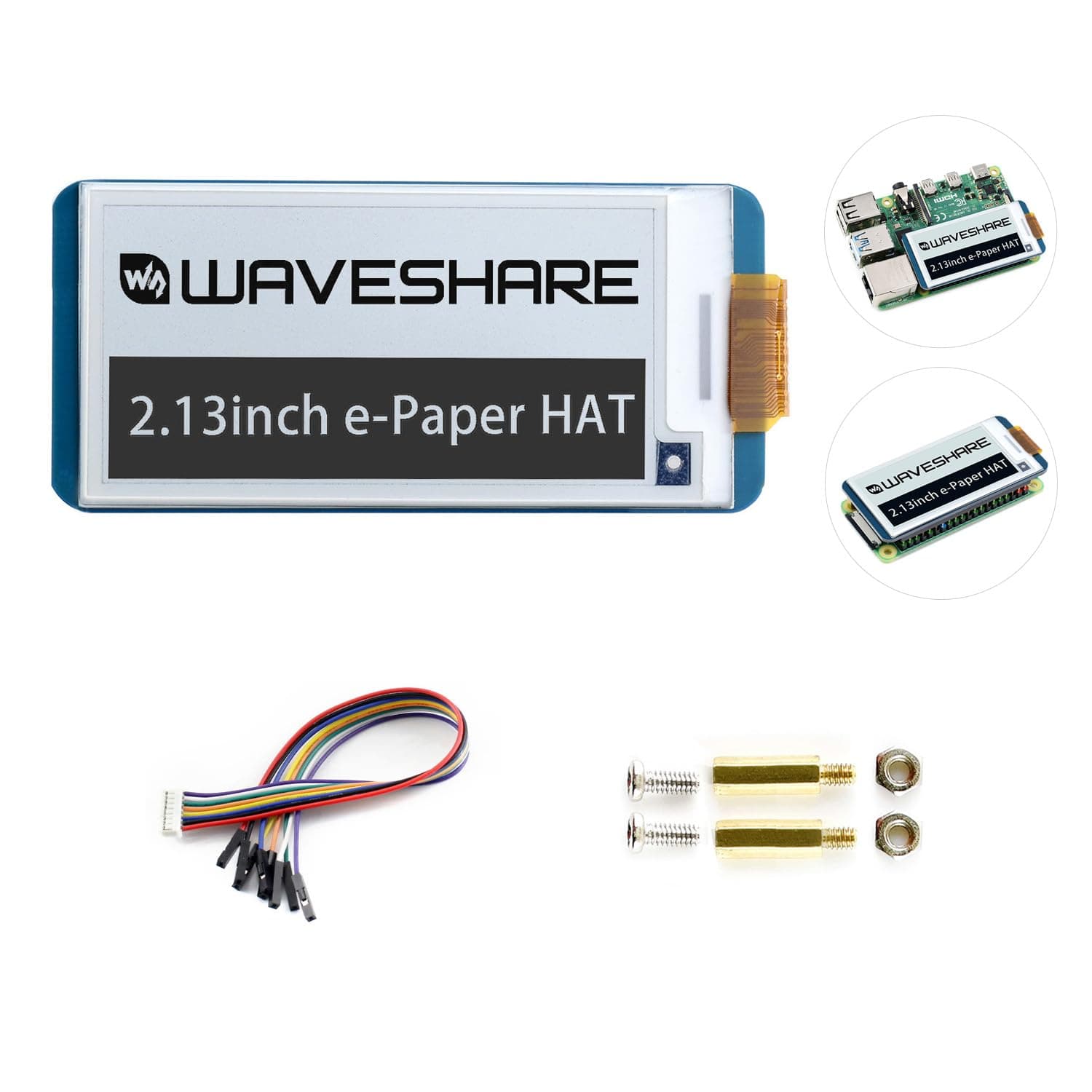 waveshare 2.13inch E-Ink Display HAT V4 Version Compatible with Raspberry Pi Raspberry Pi 5/4B/3B/Zero/Zero W/Zero 2W/Pico/Pico W/Pico WH, 250x122 Resolution SPI Interface Supports Partial Refresh
