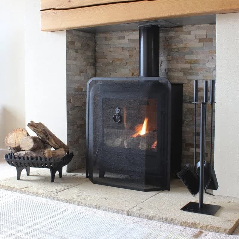 AuraHome® Classic Rectangular Fireplace Spark Guard, Metal, Black Mesh with Solid black frame& ring handle Fireguard Open Fire,Stove|Embers. A safety must-have for the home 24 x 21 Inch