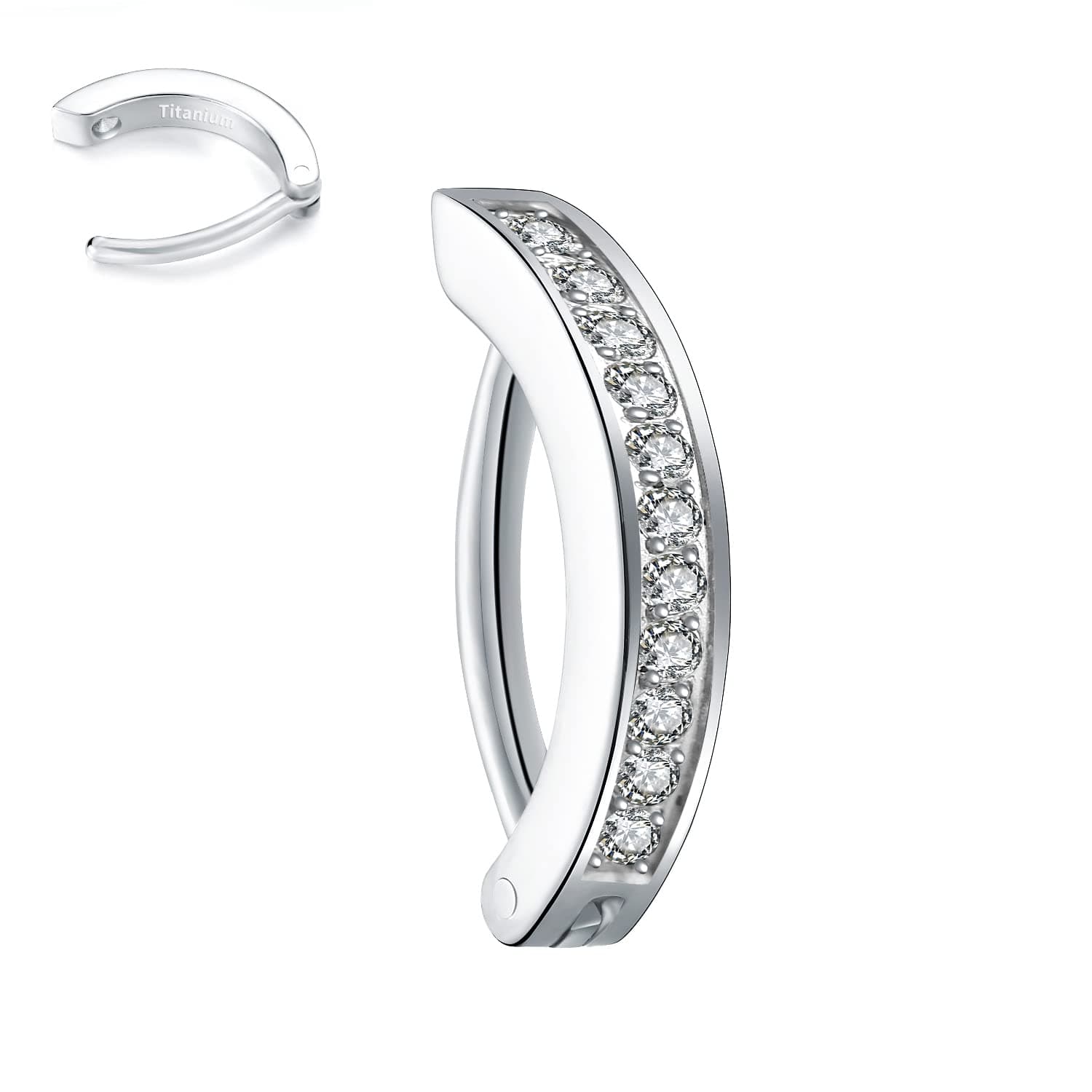 - 14G G23 Titanium Clicker Belly Button Ring,10/12mm Reverse Curved Hoop Navel Barbell Piercing Jewelry