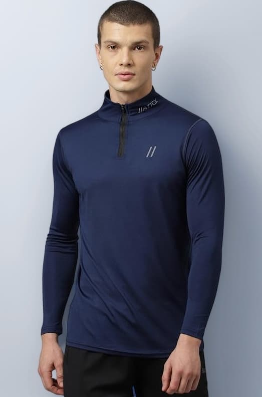 ATICX Polyester Full Sleeve Compression High Turtle Neck Sports Jersey T Shirt for Men - Quick Dry Fit Gym Workout Top for Running, Swimming, Training, Cycling, Football, Badminton