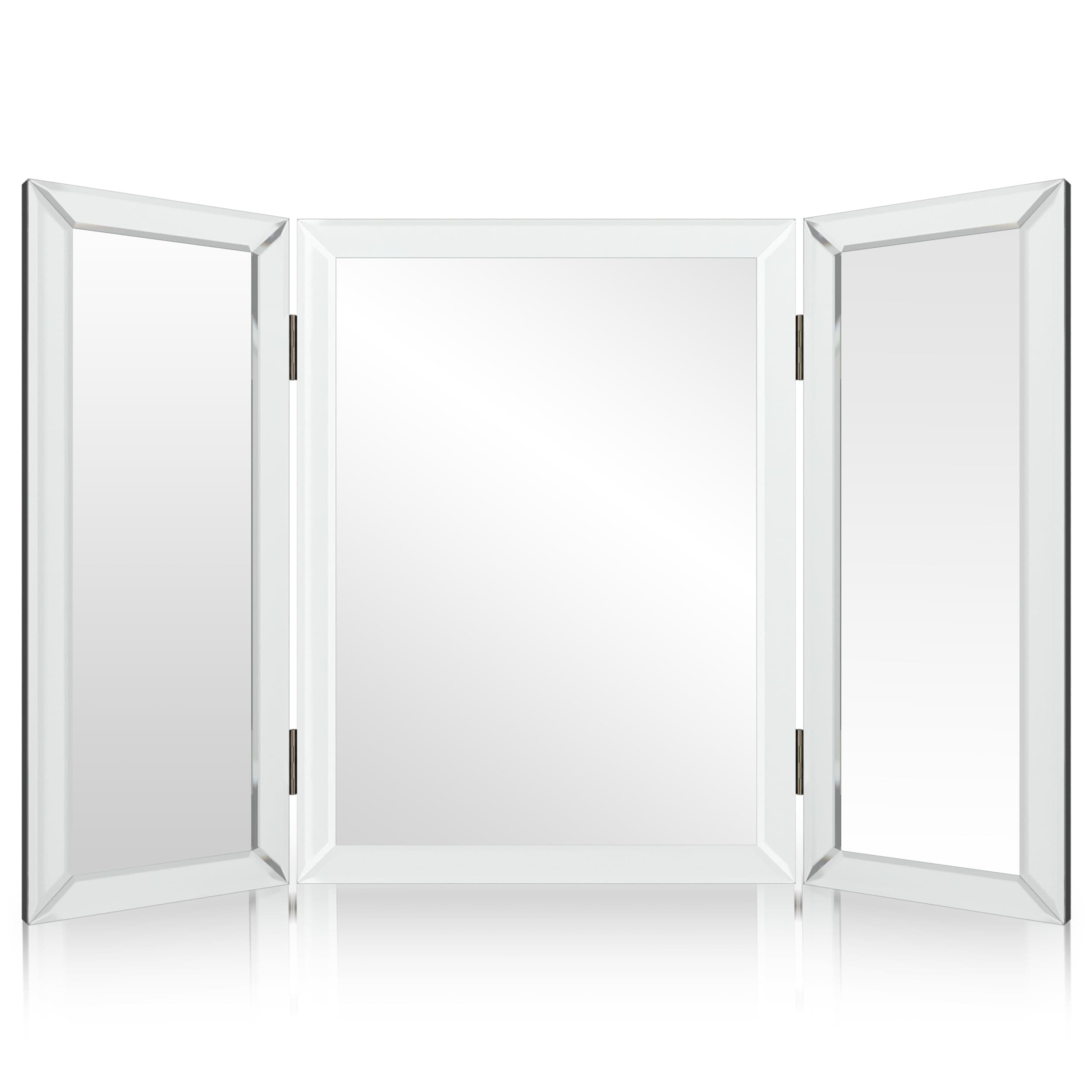 Houseables Trifold Mirror, Trifold Vanity Mirror, 3 Way, Three Way Folding, Tri Fold, for Braiding Hair, 3way, 3 Sided, Three Panel, Triple, Tabletop, Wall, Bathroom, Bedroom, Makeup, 360, 28 x 40 in