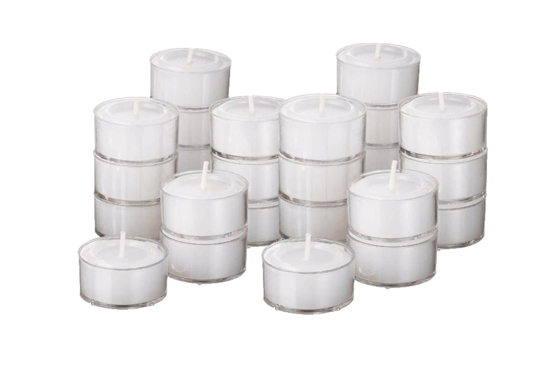 Quality Tea Lights in Clear Cup Unscented Tealight Candles 8 hr Burn 30 Per Pack Made in USA (30)