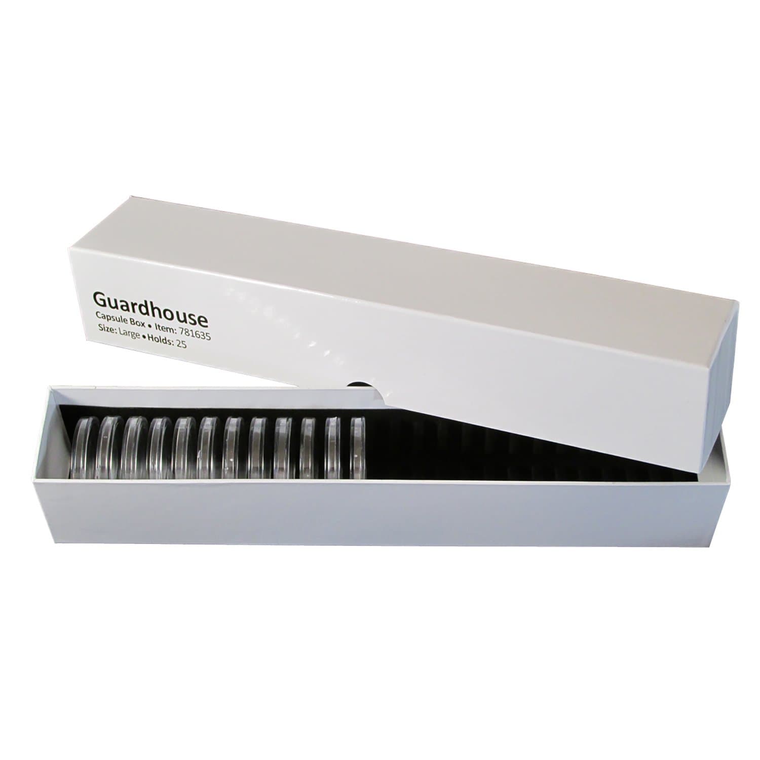 (1) Large Single Row Coin Holder Storage Box for 1oz Gold Eagle, Half Dollar, Small Dollar Coins in Ring Type Capsules