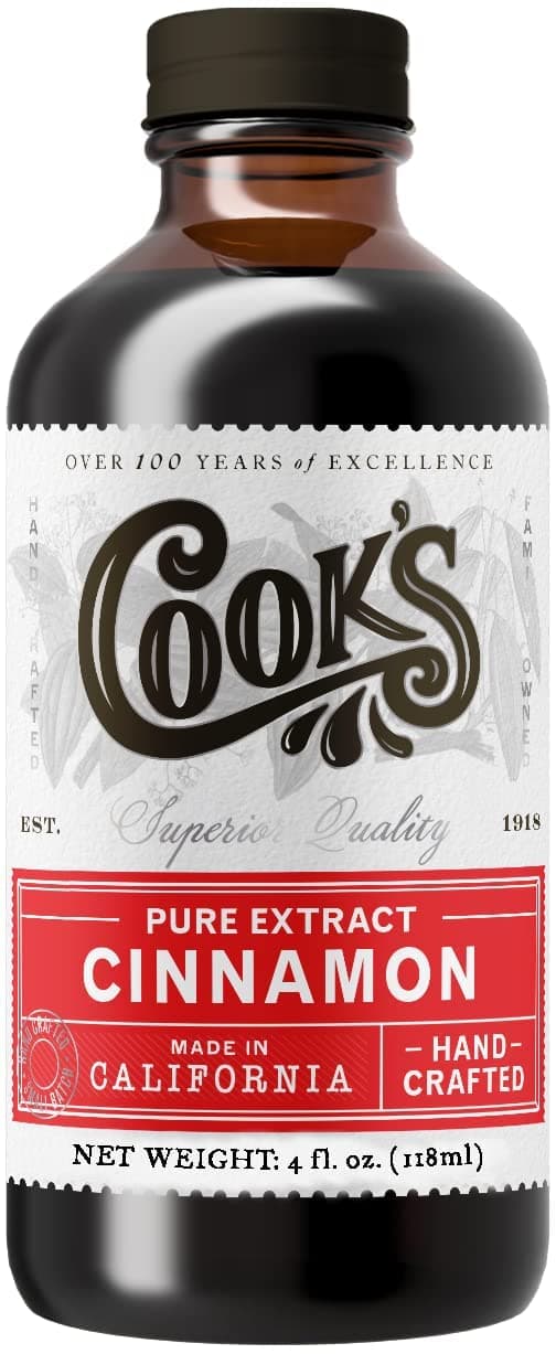 Cook's Pure Cinnamon Extract Made From Fine Ceylon Cinnamon, Premium All Natural Cinnamon Extract for Baking, Cooking, Beverages and Candies, 4 oz