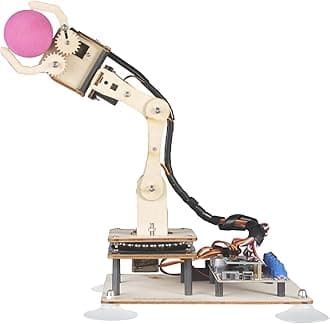 Adeept 5DOF Robotic Arm Kit Compatible with Arduino IDE, Programmable DIY Coding STEM Educational 5 Axis Build Robot Arm,Robot Starter Kit with OLED Display Processing Code and Tutorials - Wooden