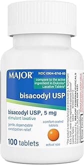 - MAJOR Bisacodyl USP 5mg, Gentle Stimulant Laxative Tablets for Occasional Constipation Relief & Irregularity, 100 Count (1-Pack)