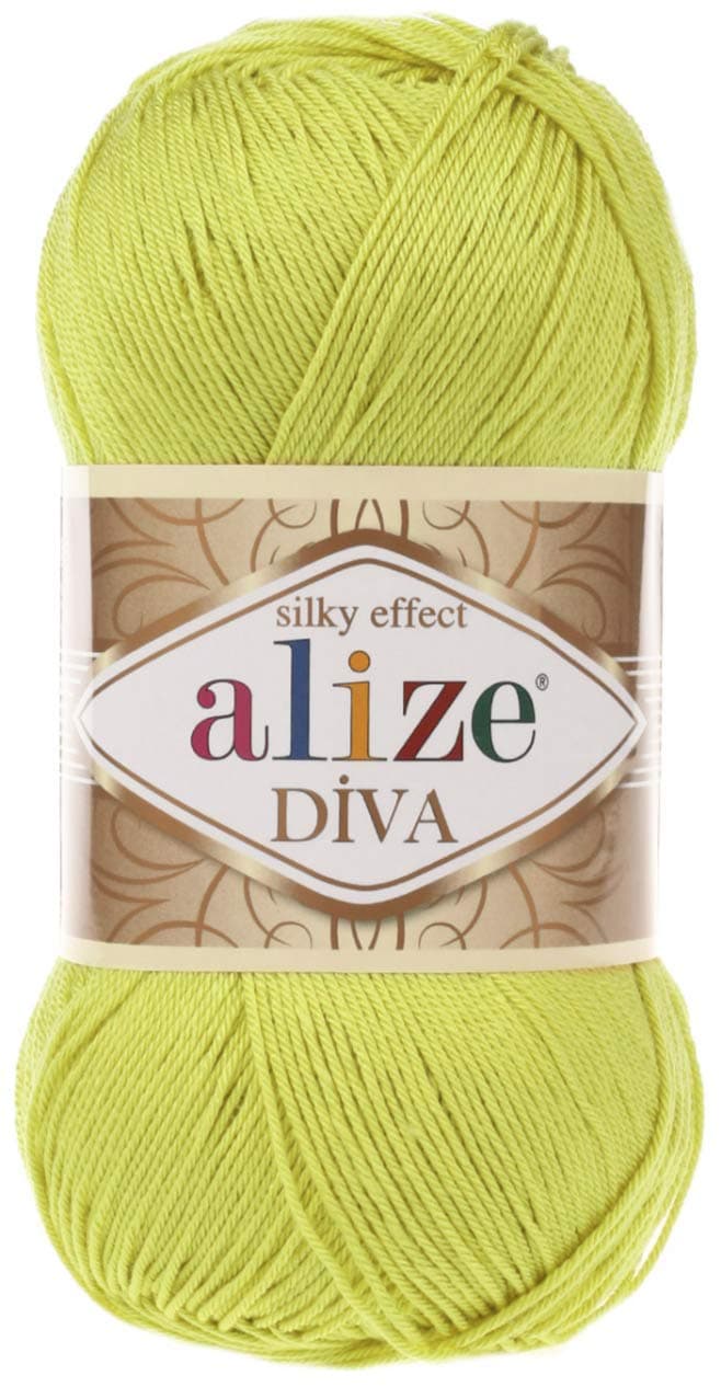 100% Microfiber Acrylic Alize Diva Silk Effect Knitting Sport Crochet Yarn Lot of 4 Ball skeins 400gr 1532yds Color (109 Lime)
