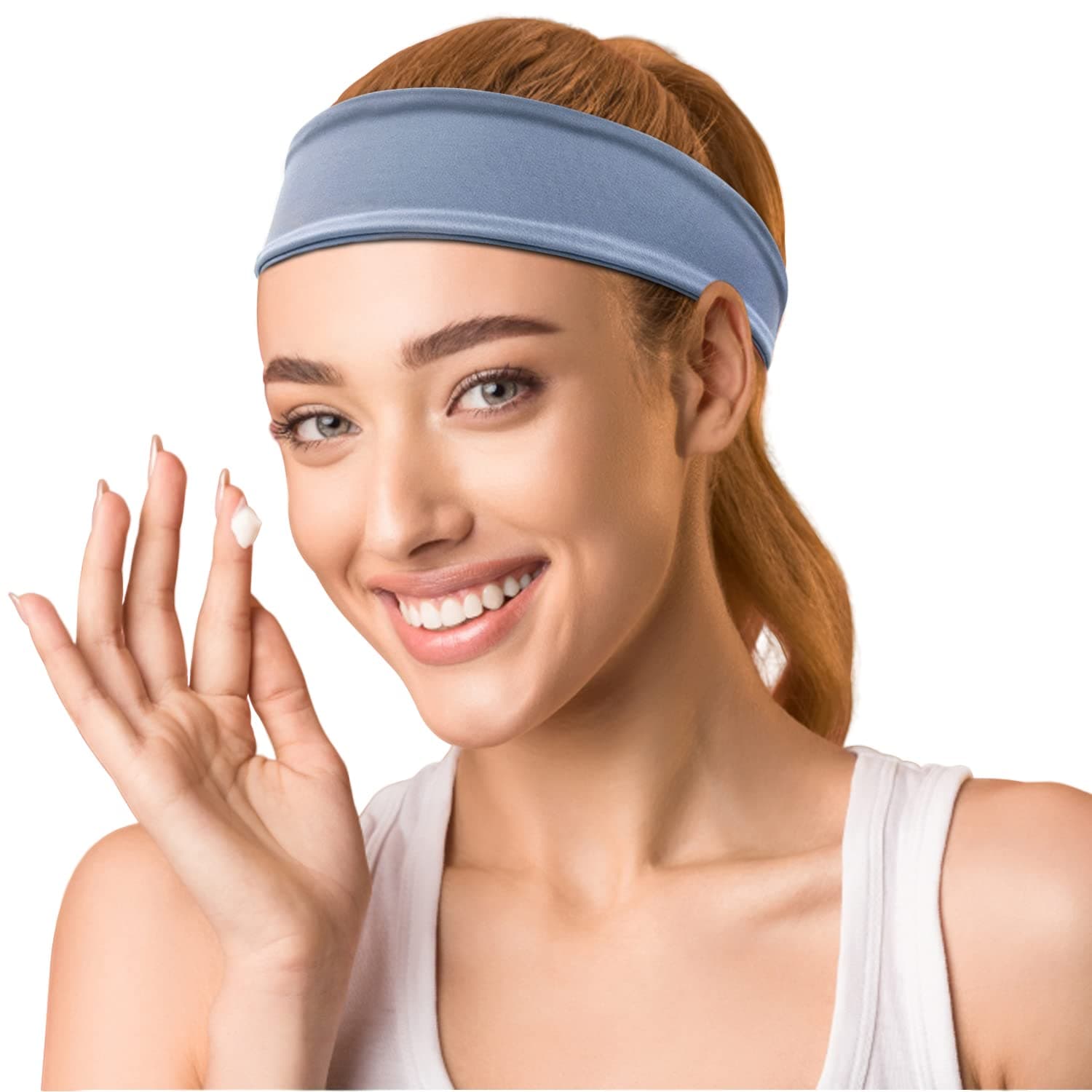 Ulife MallElastic Sport Headbands, Elastic Solid Head Band for Women Soft Workout Sweatbands Non Slip Exercise Fitness Headbands Suitable for Yoga Pilates Running Cycling (Blue)