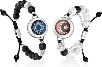 TOTWOO Long Distance Touch Bracelets for Couples, Smart Light up & Vibration Love Jewelry, Healing Stone Bracelet | Valentines Day Gifts for Him Her Women Men, One-to-One Bluetooth Pairing via App