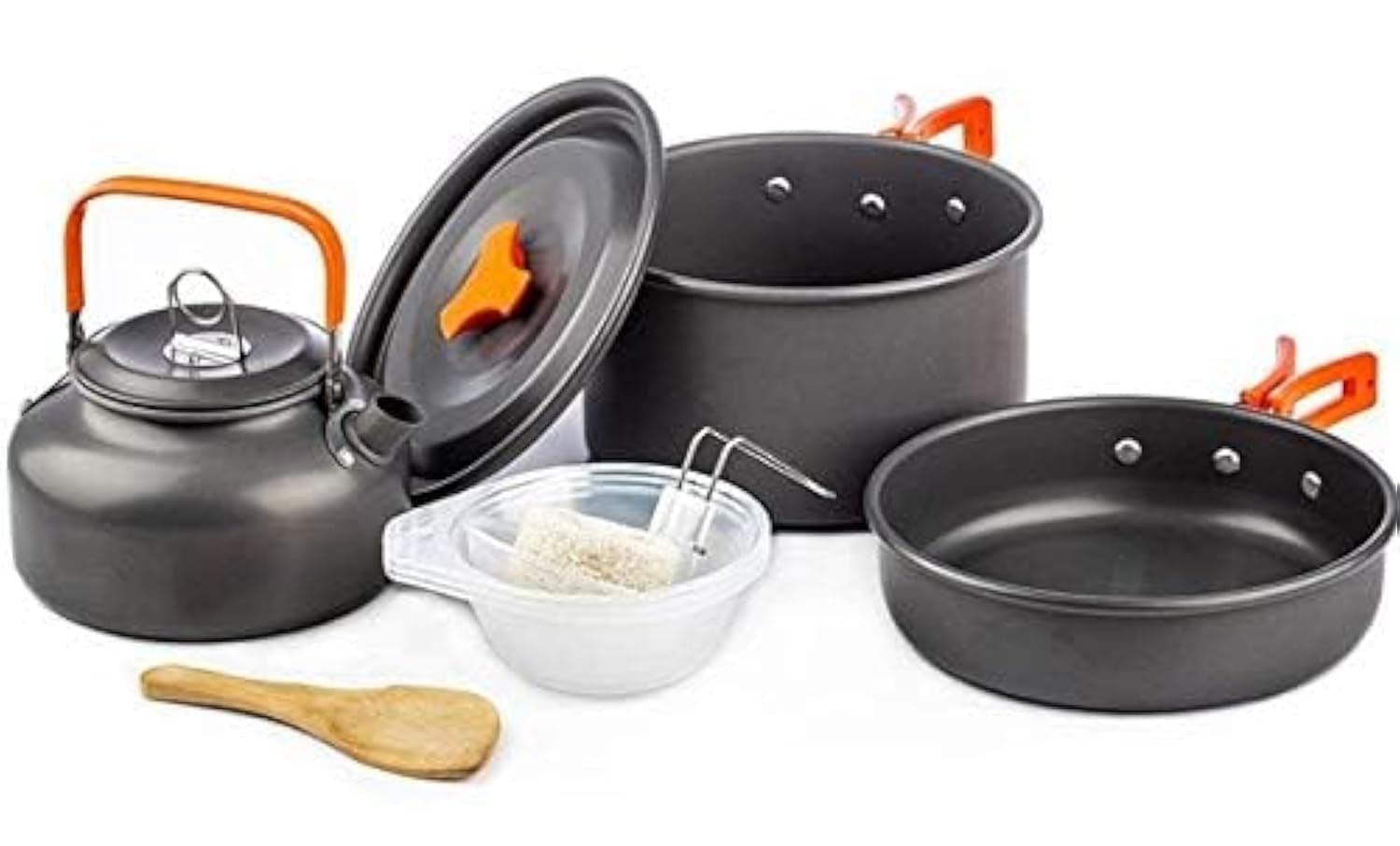 Firelex Camping Cooking Set - 9PCS Cookware Pot Pan Set With 3 Bowls, Lightweight Accessories for 2-3 People, Outdoor Adventures and Fishing