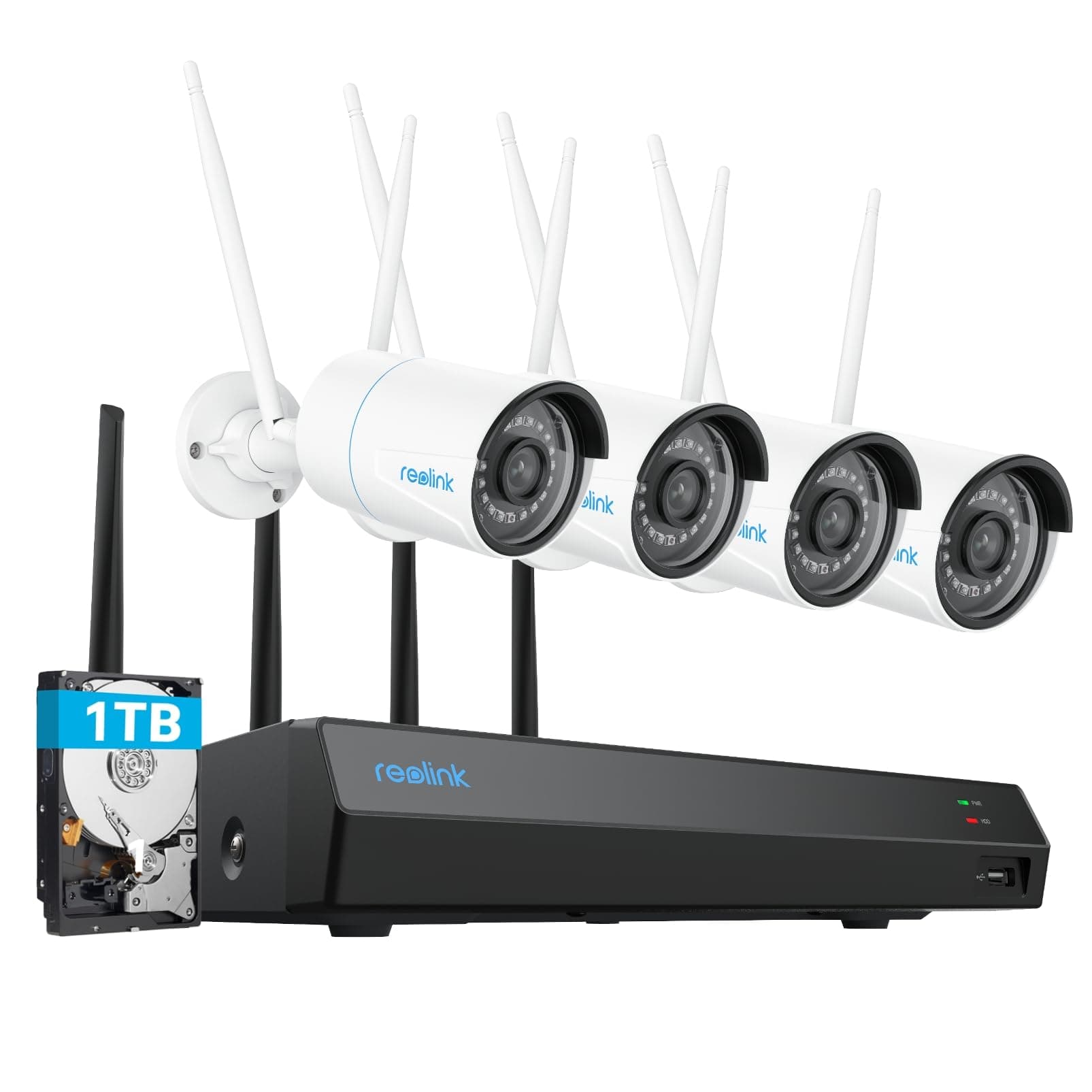 REOLINK 5MP Security Camera System, 5/2.4GHz Dual-Band Wi-Fi, 16CH NVR with 1TB HDD, Expandable to 8TB, Full Metal Material Plug-in Cameras, Smart Detection, 24/7 Recording, RLK12-500WB4