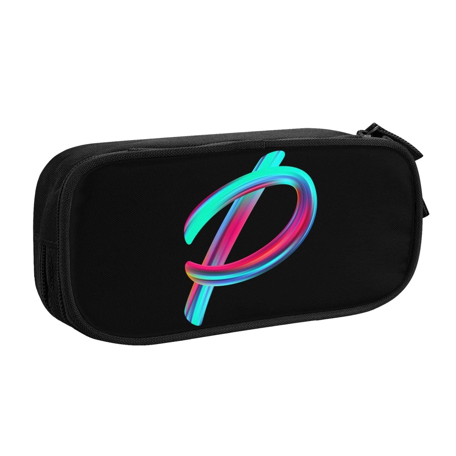 Cute Initial Pencil Case for Kids Students, Large Capacity Pencil Pouch for Boys Girls, Letter Design Pencil Box Pen Bag Office Stationery Organizer, Rainbow Letter P