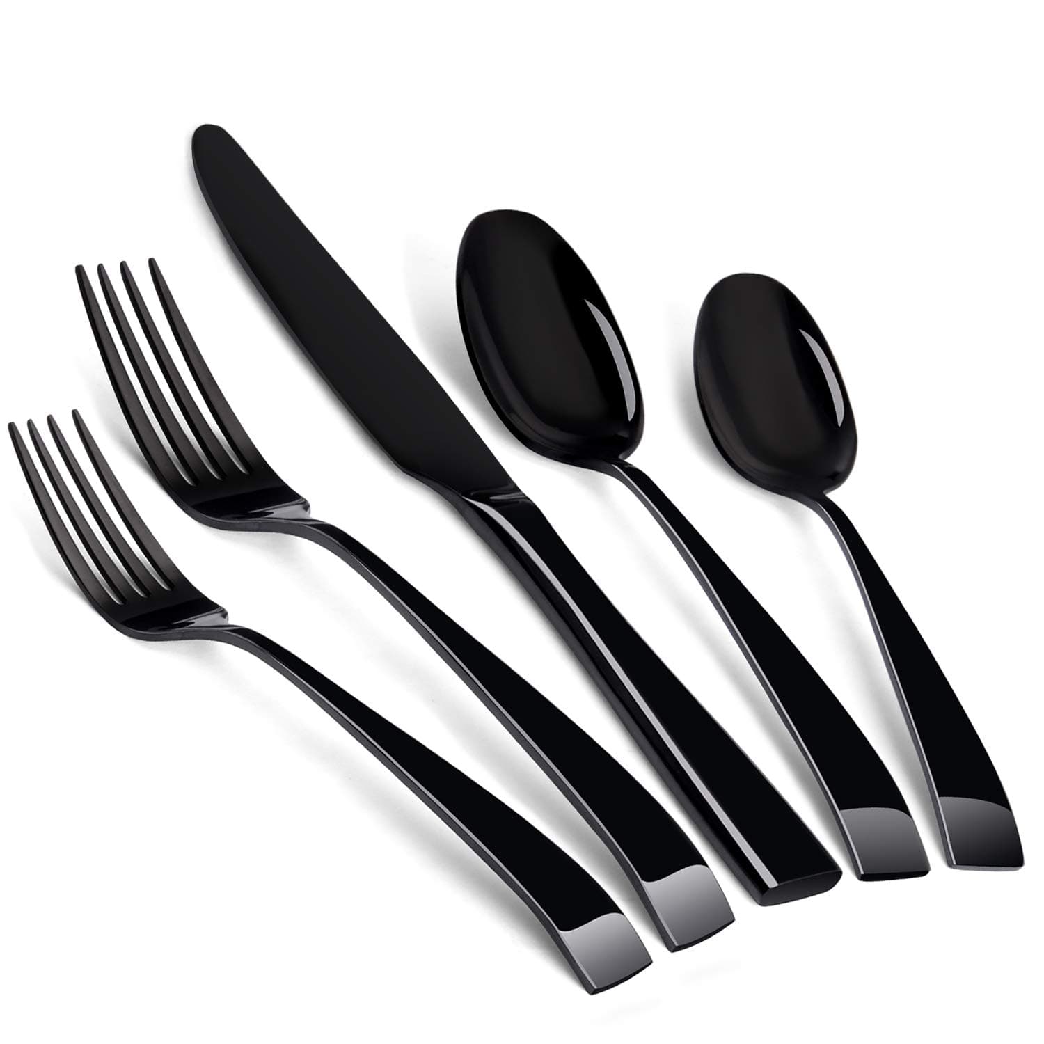 Black Silverware Set, 20-Piece Stainless Steel Flatware Set,Kitchen Utensil Set Service for 4, Mirror Polishing Tableware Cutlery Set for Home and Restaurant, Dishwasher Safe...