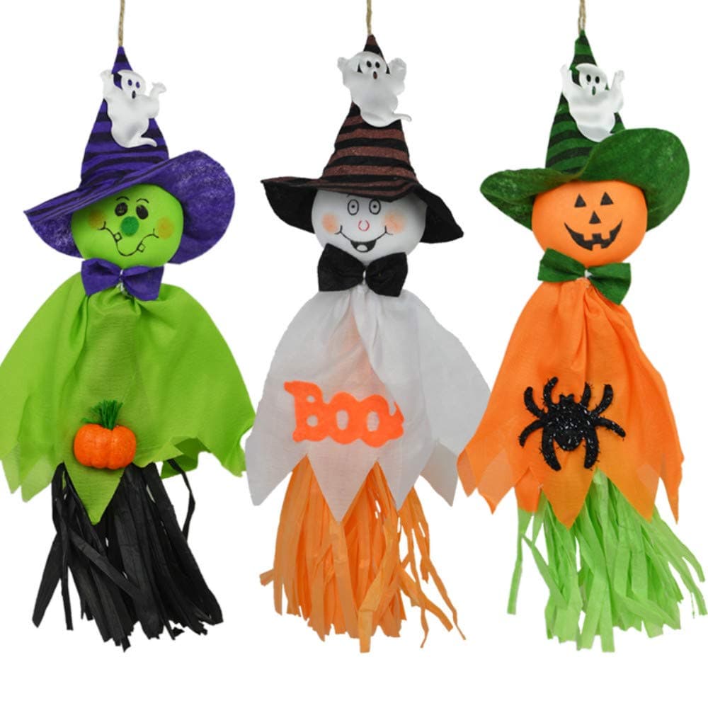 CHBOP 3 Pack Halloween Decorations Ghosts Doll Pendants,Decorative Elements of Pumpkins, Ghosts and Spiders,for Home,Bars,KTV,Supermarket Decorations