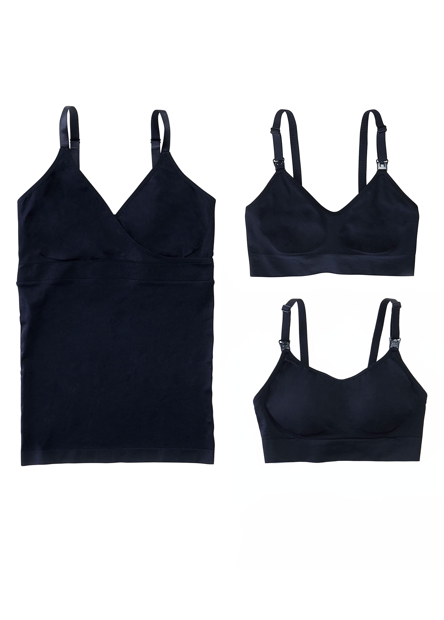 Ingrid & IsabelBasics Crossover Cami Nursing and Drop Cup Bras Bundle, 3-Pack, Comfortable Wireless Support
