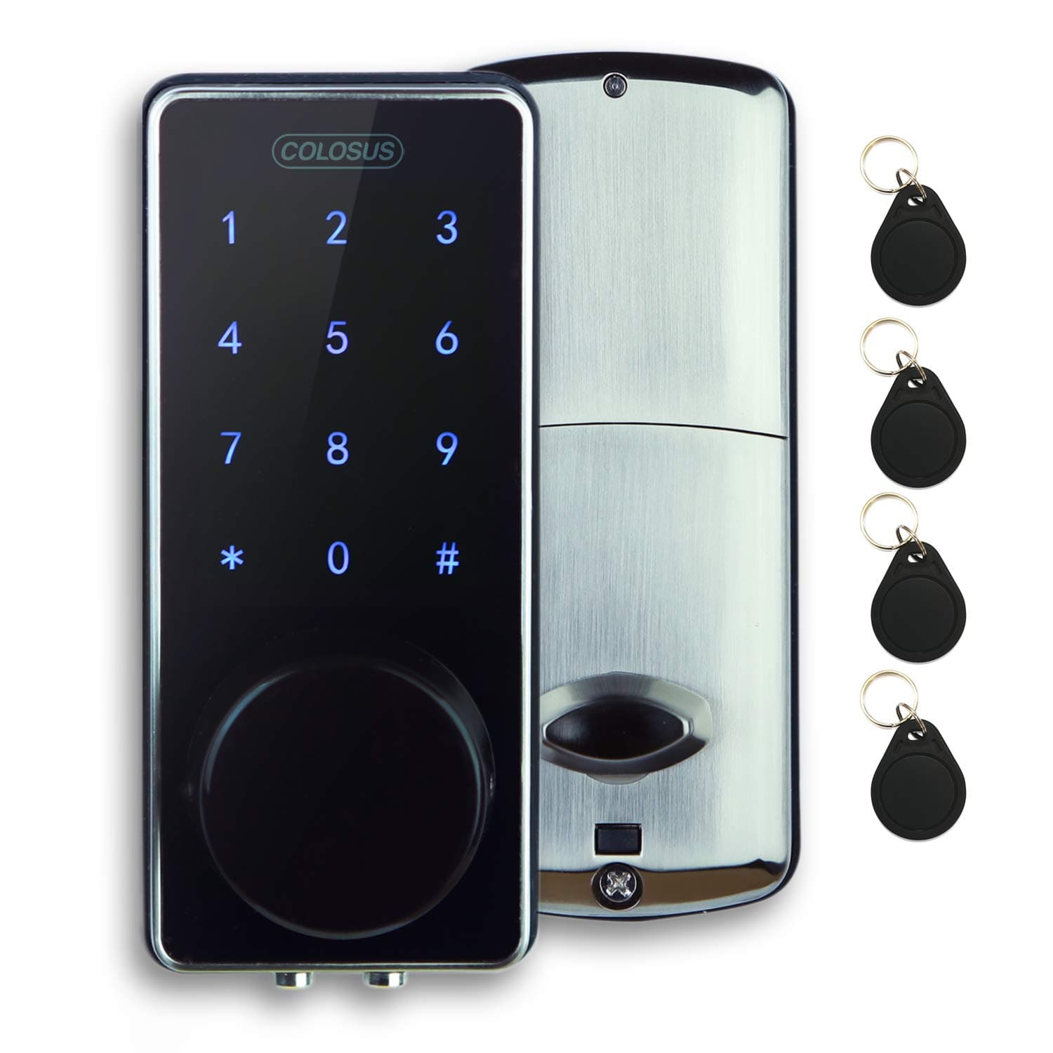 COLOSUS NDL626 Keyless Entry Deadbolt Smart Door Lock with Auto-Lock, Anti-Theft, Touchscreen Keypad– Up to 100 Users – Multiple Codes, 4 Key Fobs, 2 Keys