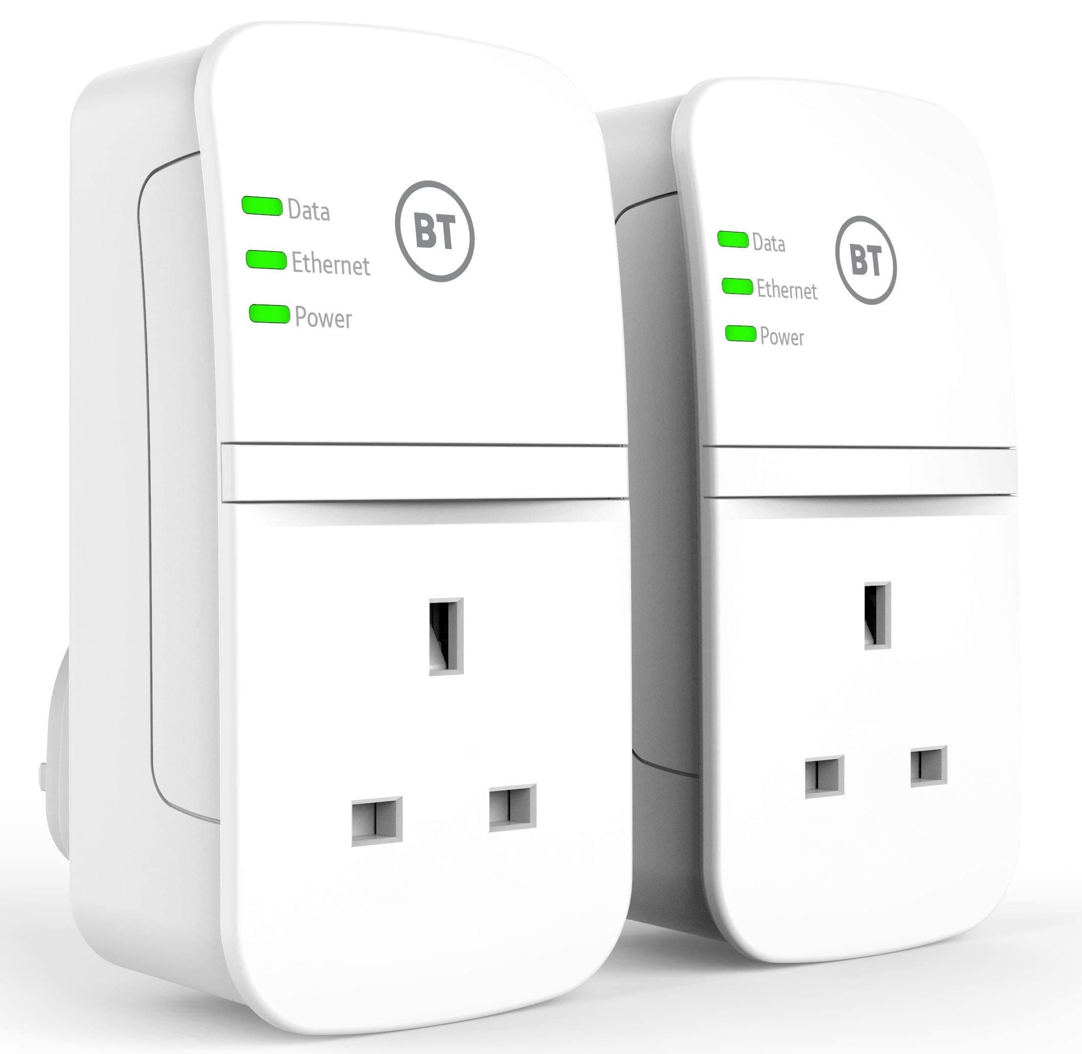BT Broadband Extender Powerline Adapter Flex 600 Kit, wired AV600, pass-through socket (Renewed), White