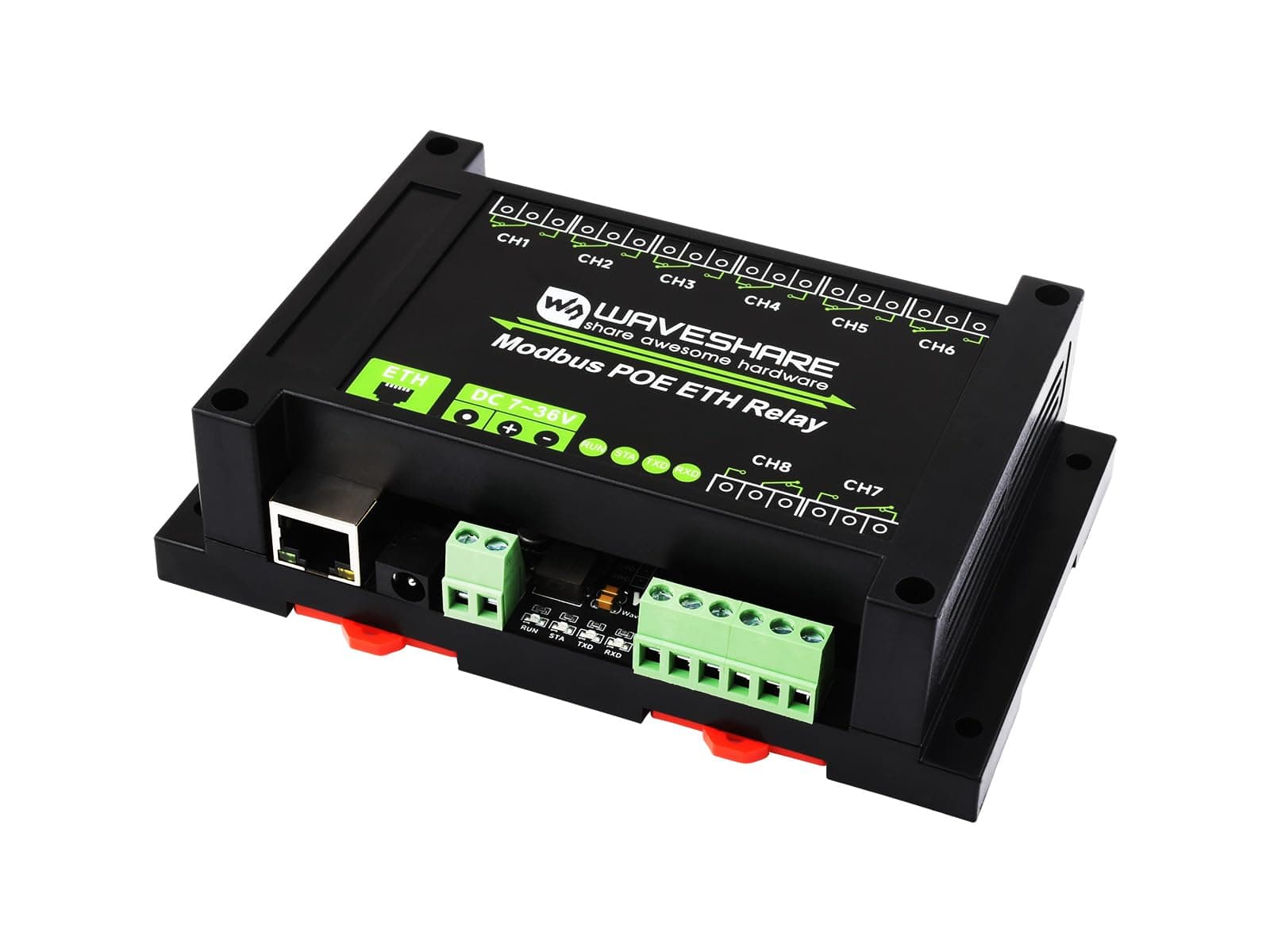 Modbus POE ETH Relay 8-CH Ethernet Relay Module Supports Sending Modbus RTU/Modbus TCP Protocol Commands via Ethernet Port to Control Relay and Various Devices