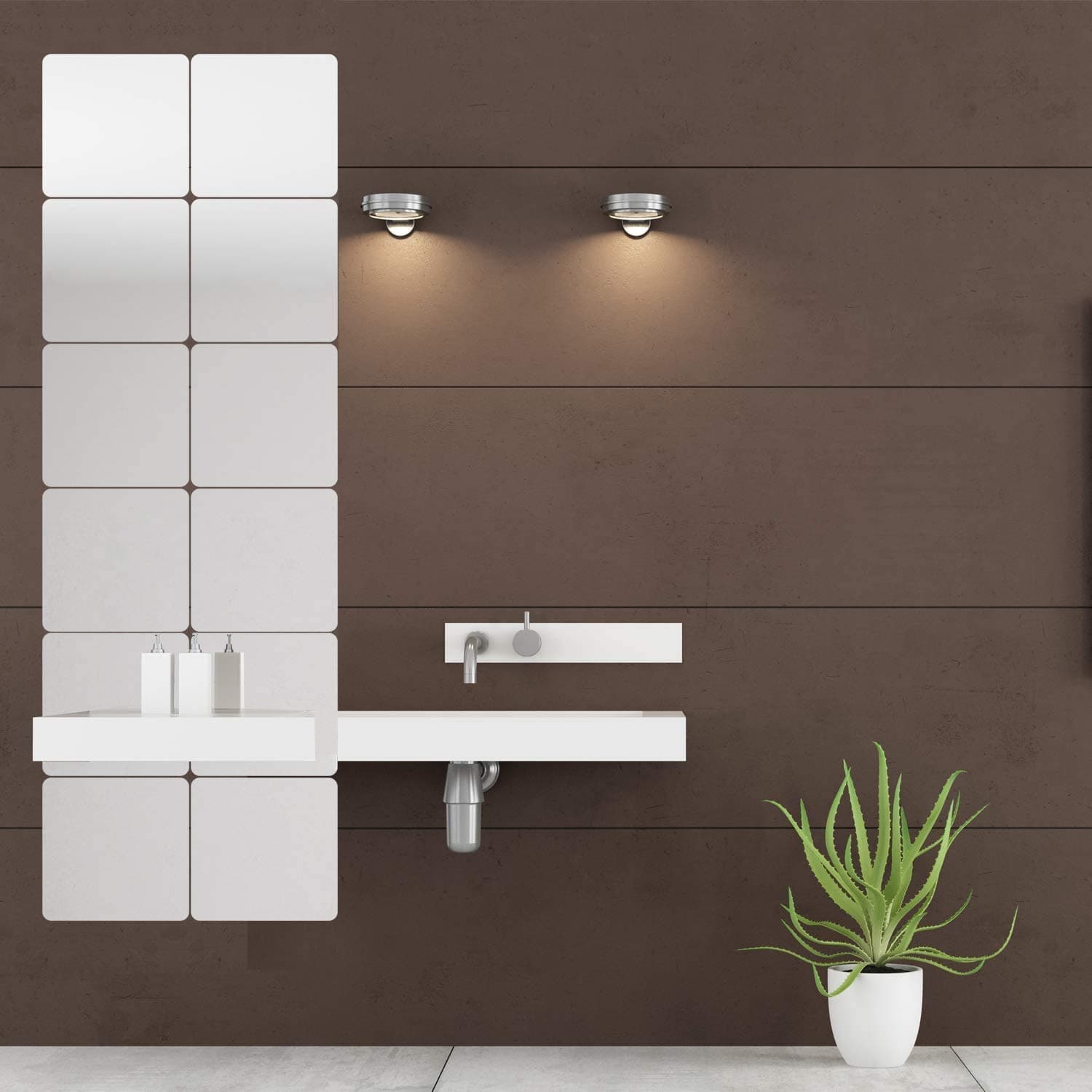 Removable Acrylic Mirror Setting Wall Sticker Decal DIY Modern Decoration for Home Living Room Bedroom Décor, 15 x15 cm, Pack of 15